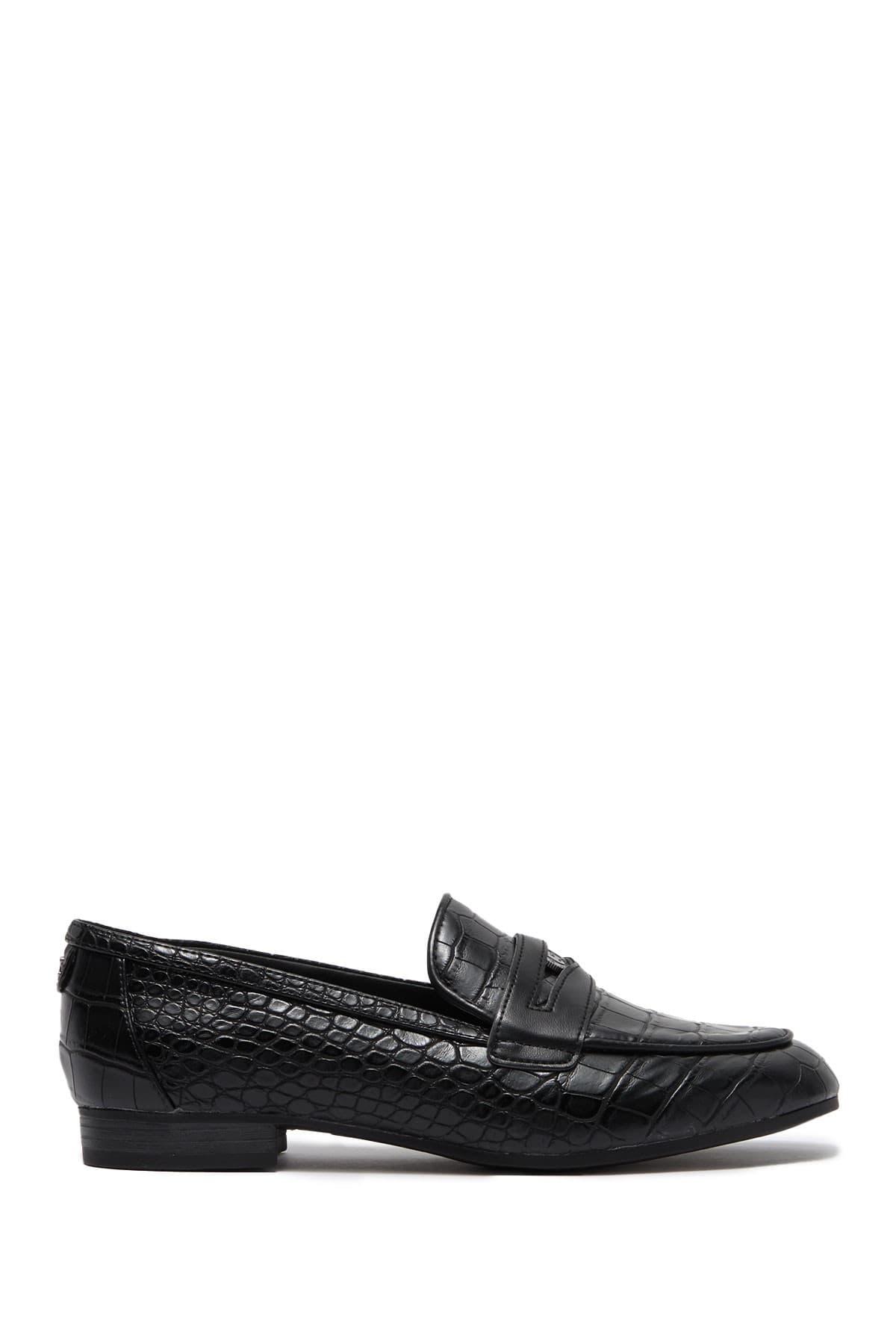 Circus by Sam Edelman Hannon Croc Embossed Penny Loafer in Black - Lyst