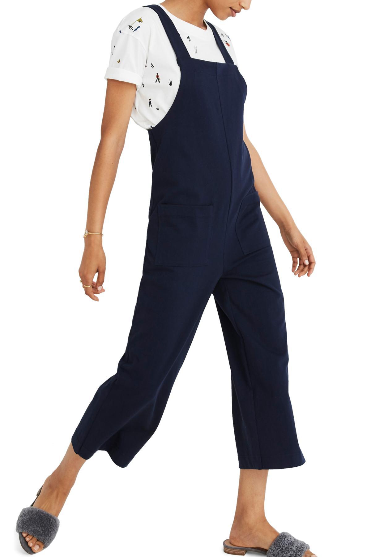 Madewell Denim Knit Patch Pocket Overalls in Deep Navy (Blue) - Lyst