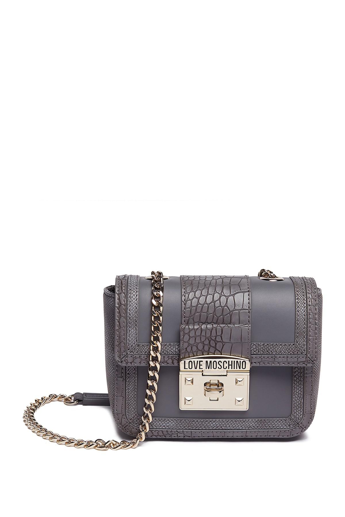 grey love moschino bag