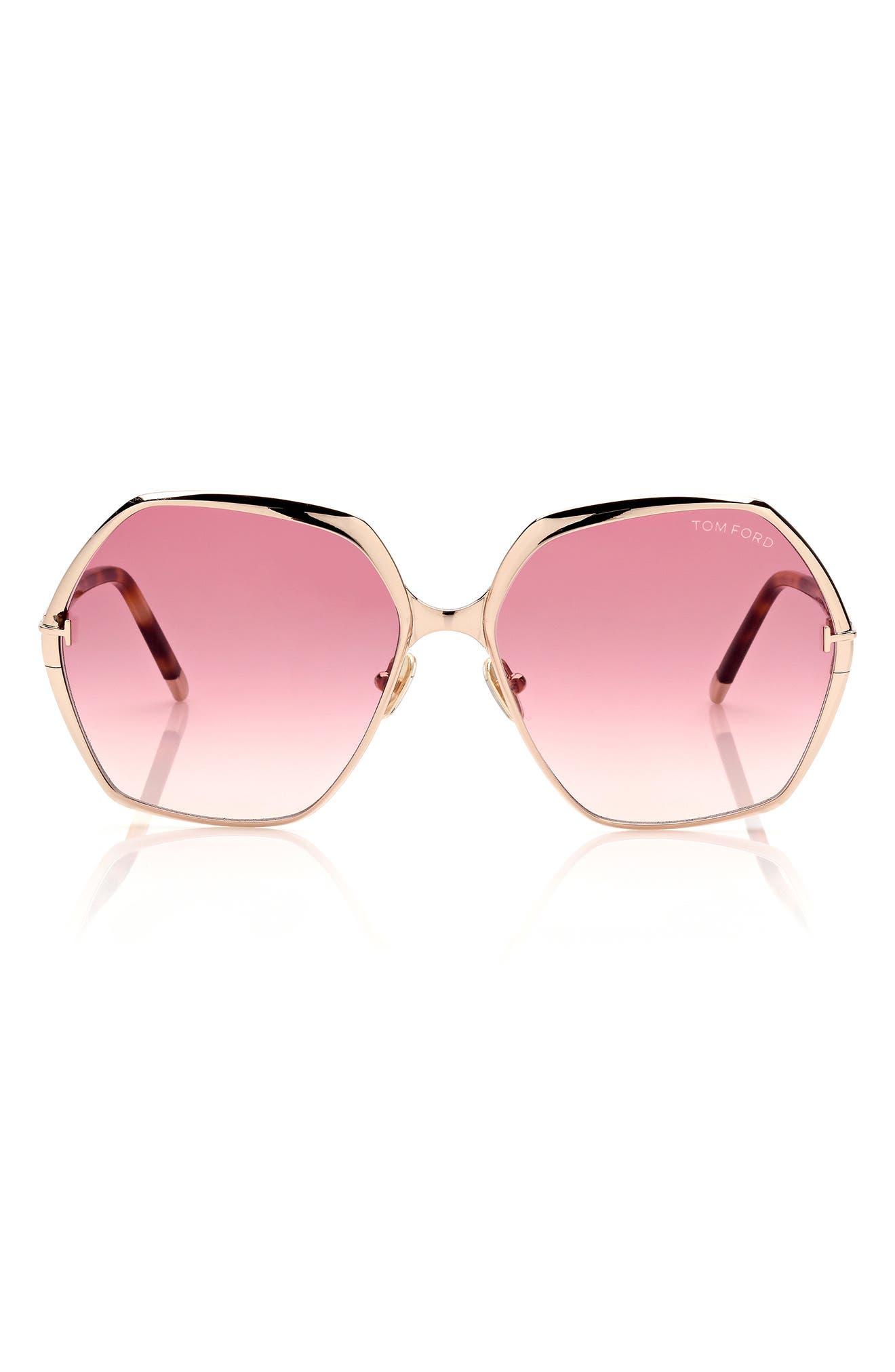 Tom Ford 60mm Polarized Round Sunglasses In Srgld/bordg At Nordstrom Rack  in Pink | Lyst