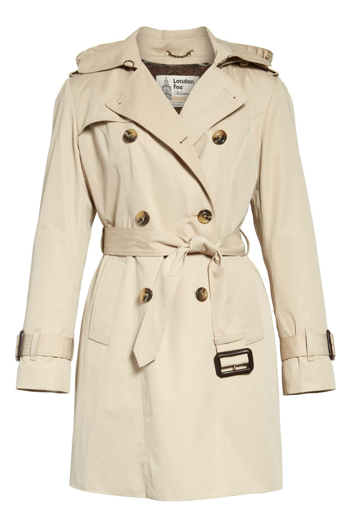 London Fog Heritage Double Breasted Lined Trench Coat (petite) in Beige ...
