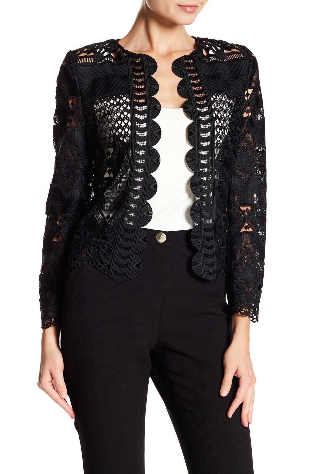 Ted Baker Crop Lace Jacket in Black - Lyst