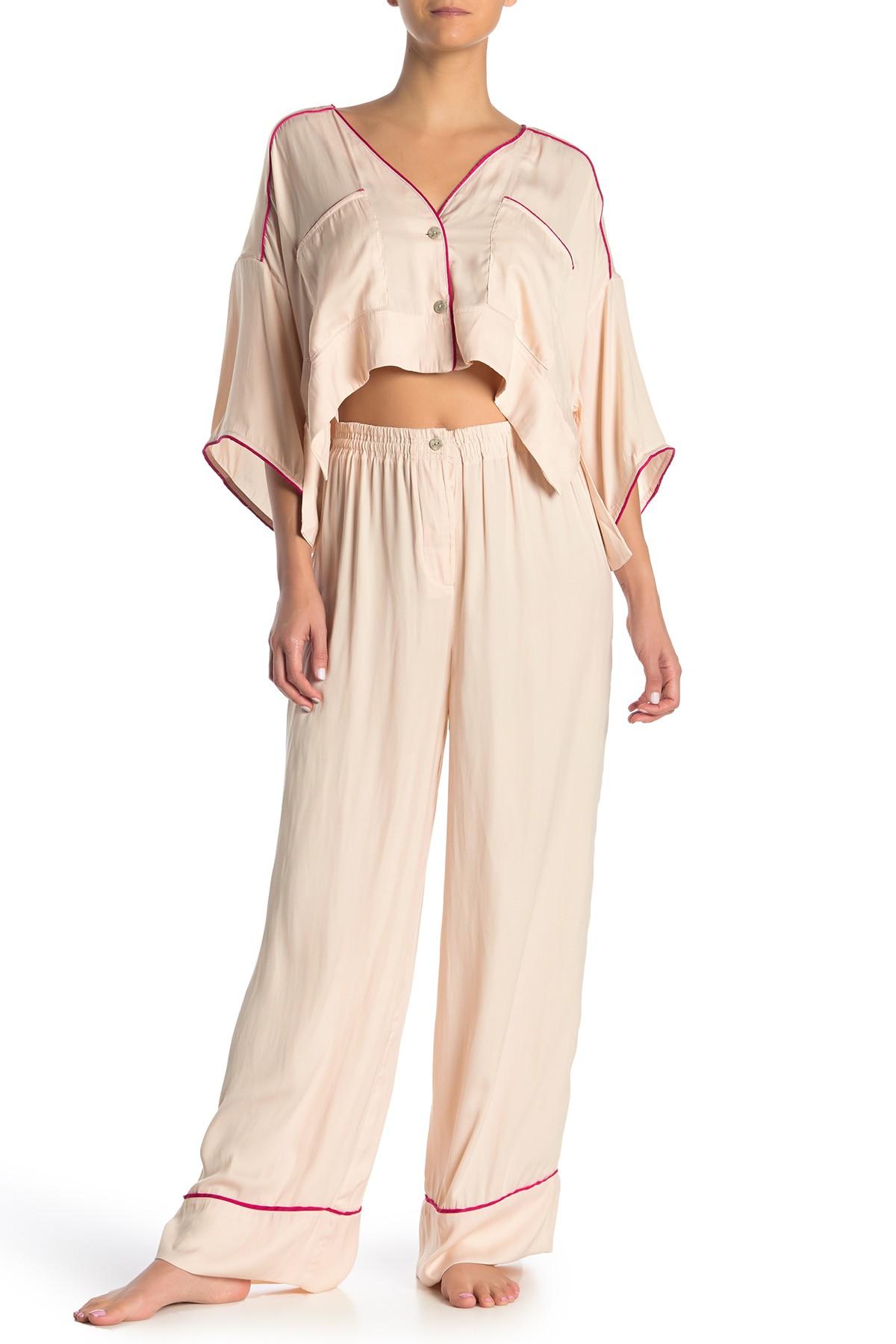 Free People Shine Crop Top & Pants Pajama 2-piece Set in Pink