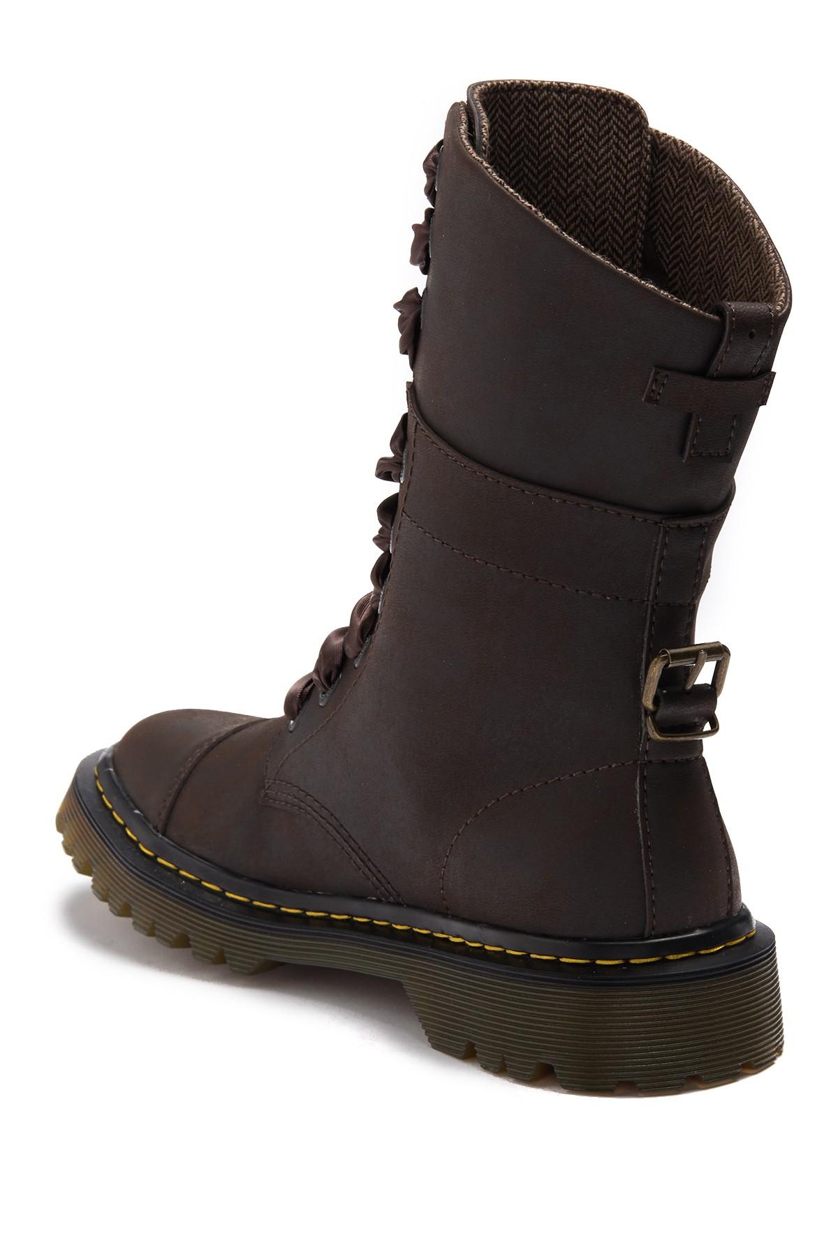 Dr. Martens Leather Faora Ribbon Laceup Boot in Dark Brown (Brown) Lyst