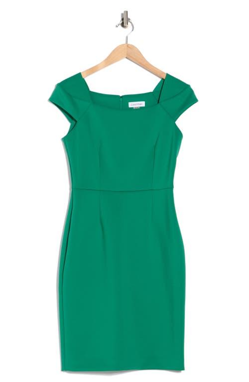Calvin Klein Cap Sleeve Sheath Dress in Green | Lyst