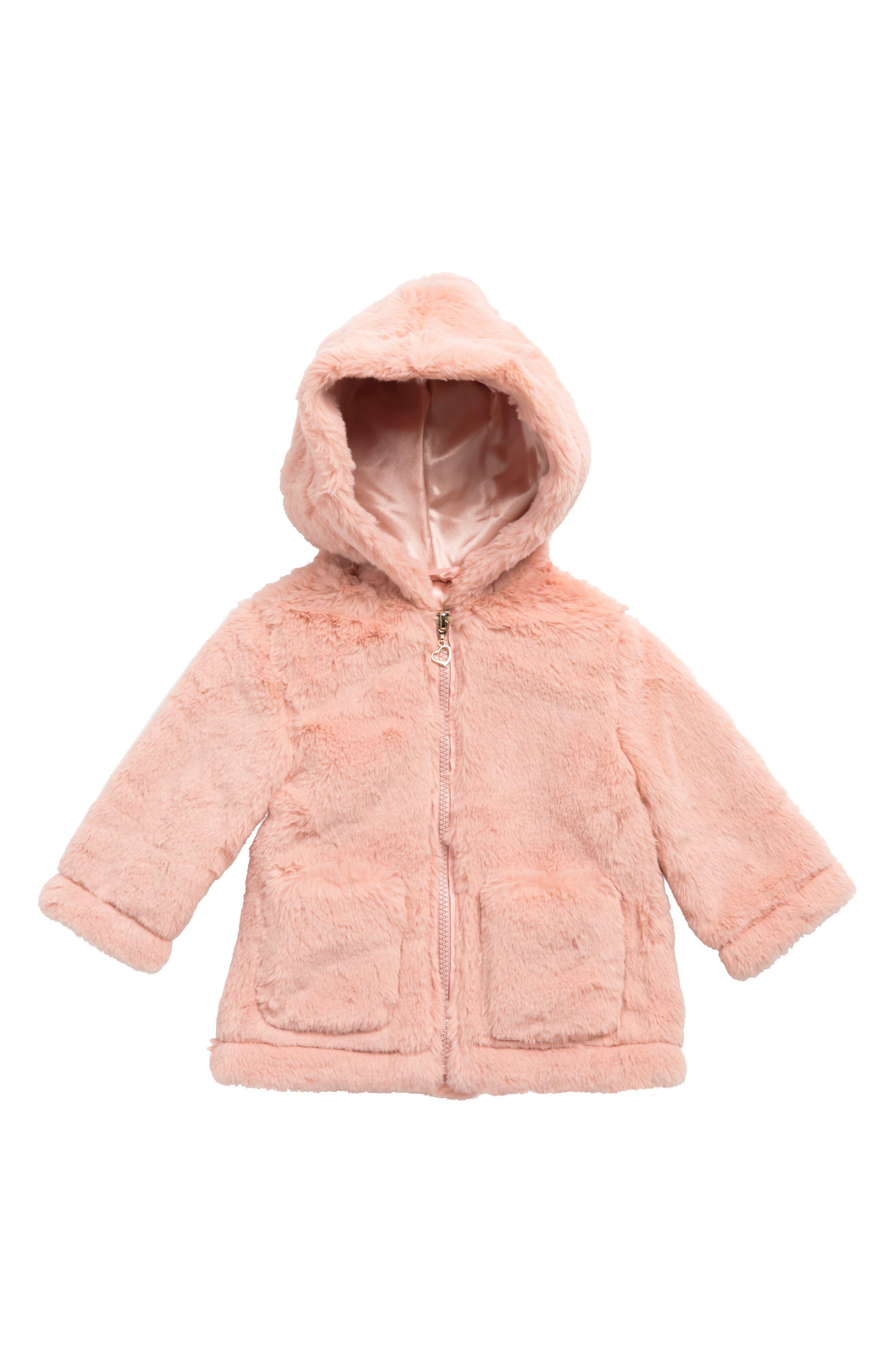 Urban Republic Faux Fur Hooded Coat in Pink | Lyst