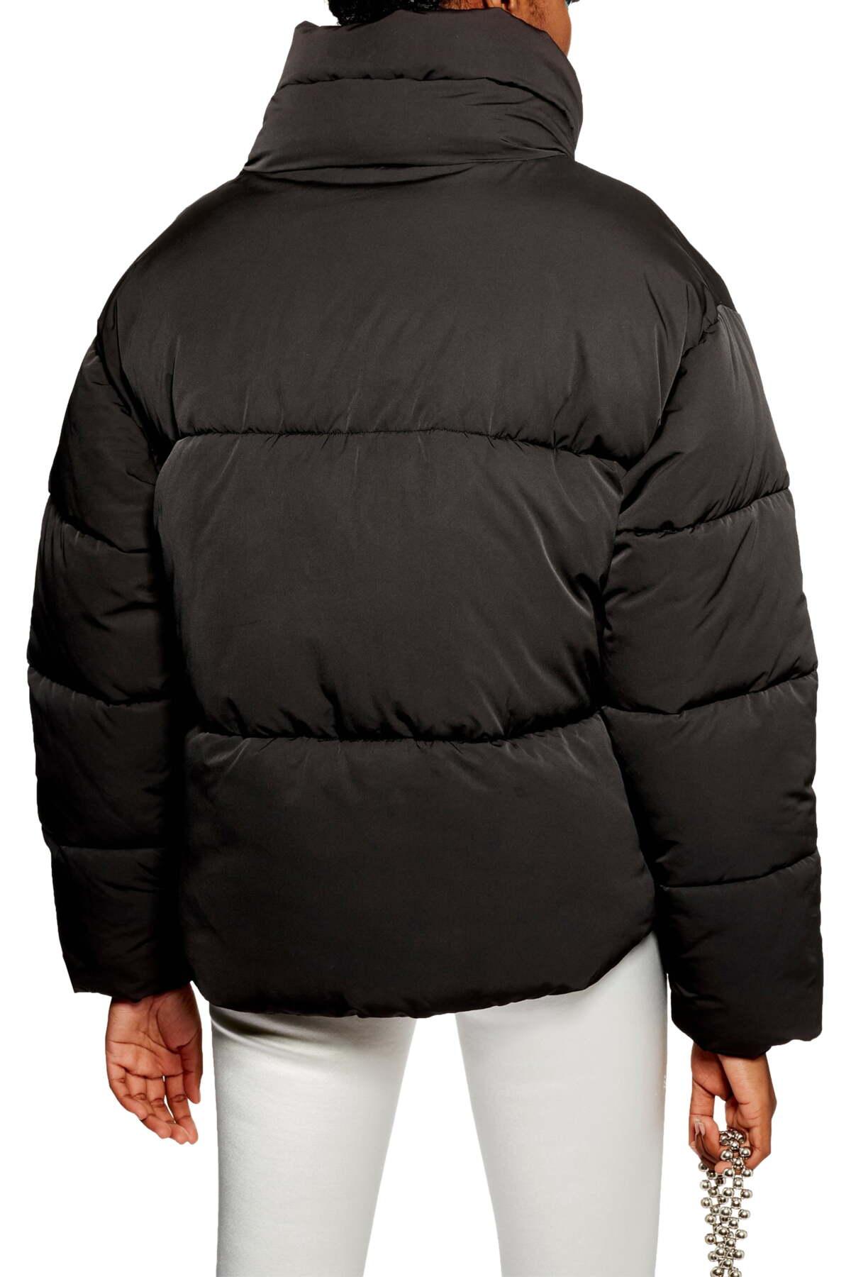 Synthetic Wrap Padded Puffer Jacket in Black Lyst