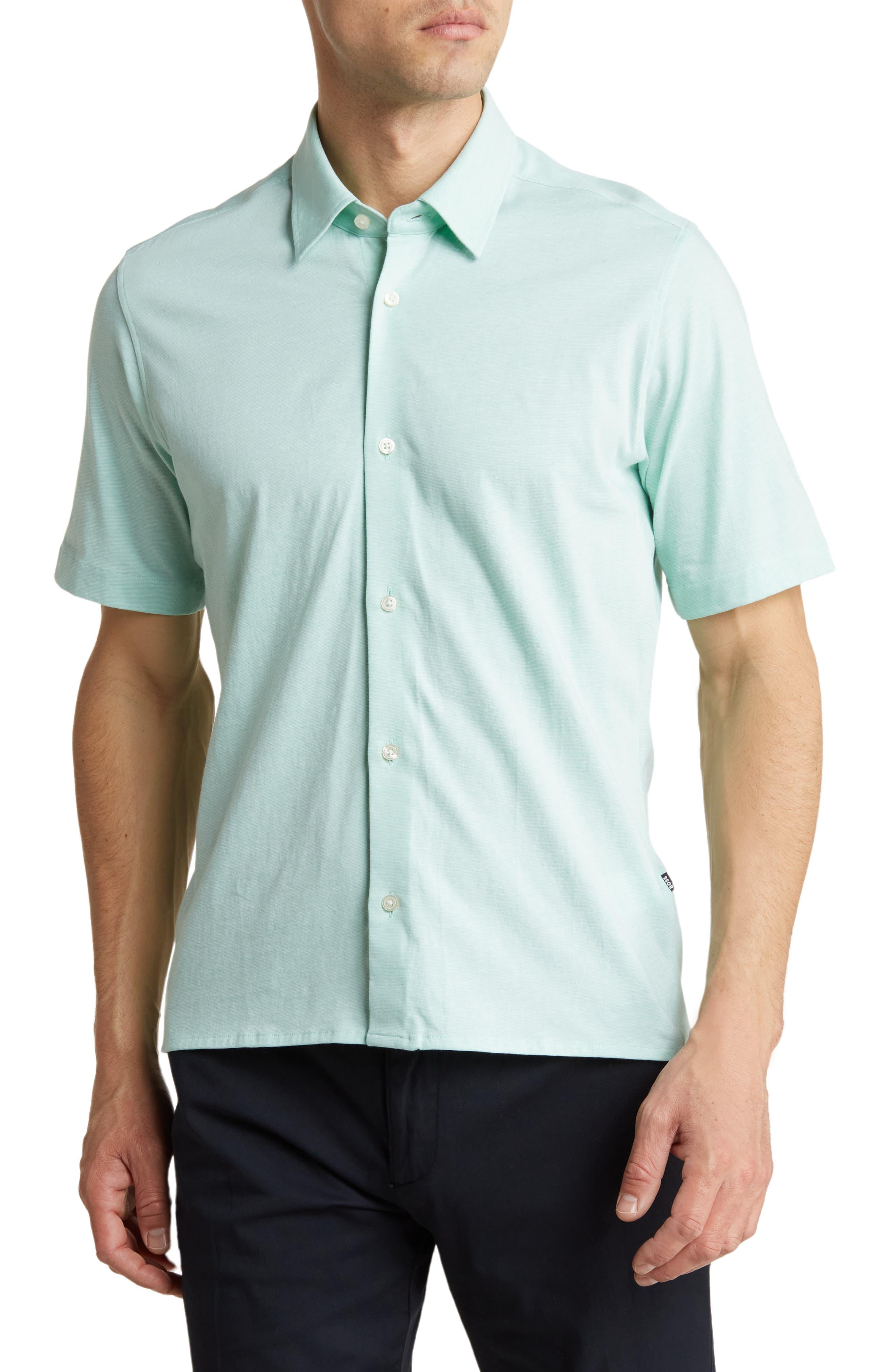 BOSS by HUGO BOSS Lukka Short Sleeve Cotton Button up Shirt in