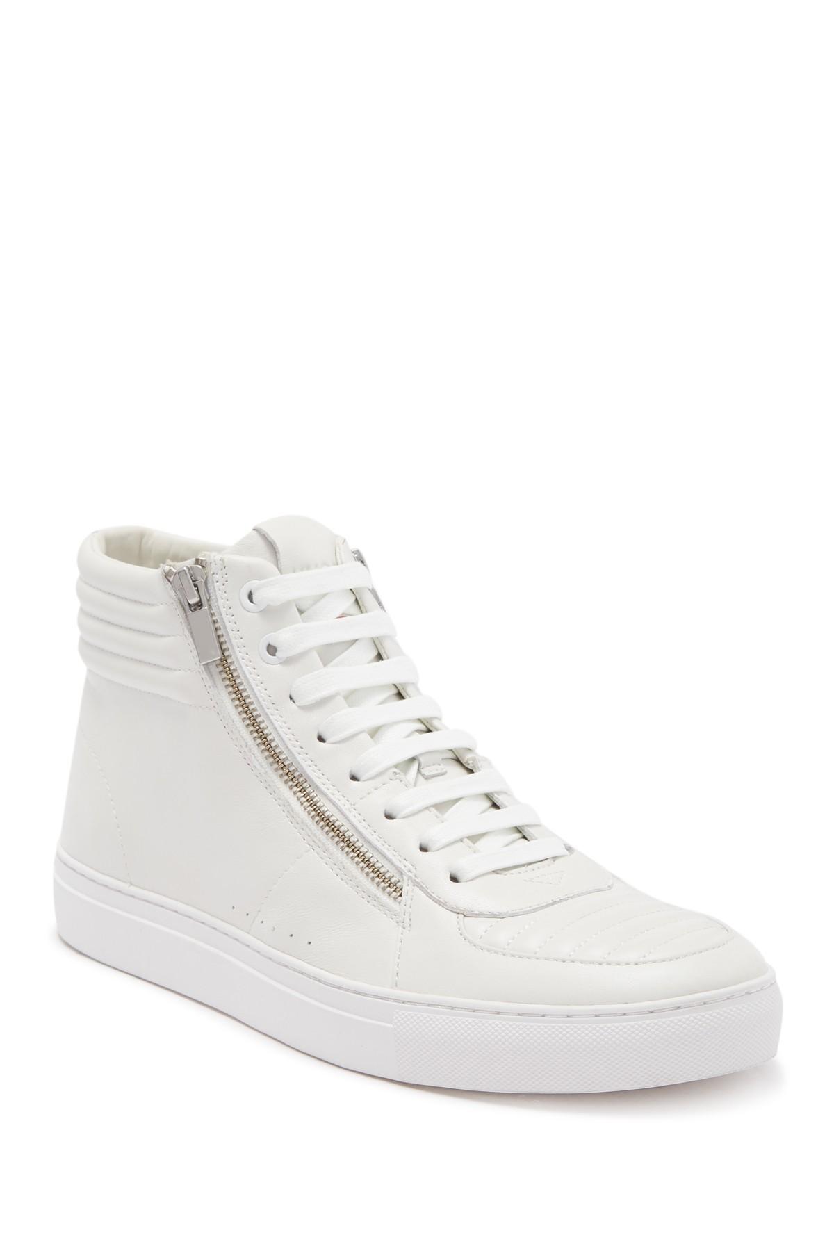 BOSS by Hugo Boss Leather Futurism Hito Quilted Zip High Top Sneaker in  White for Men - Lyst