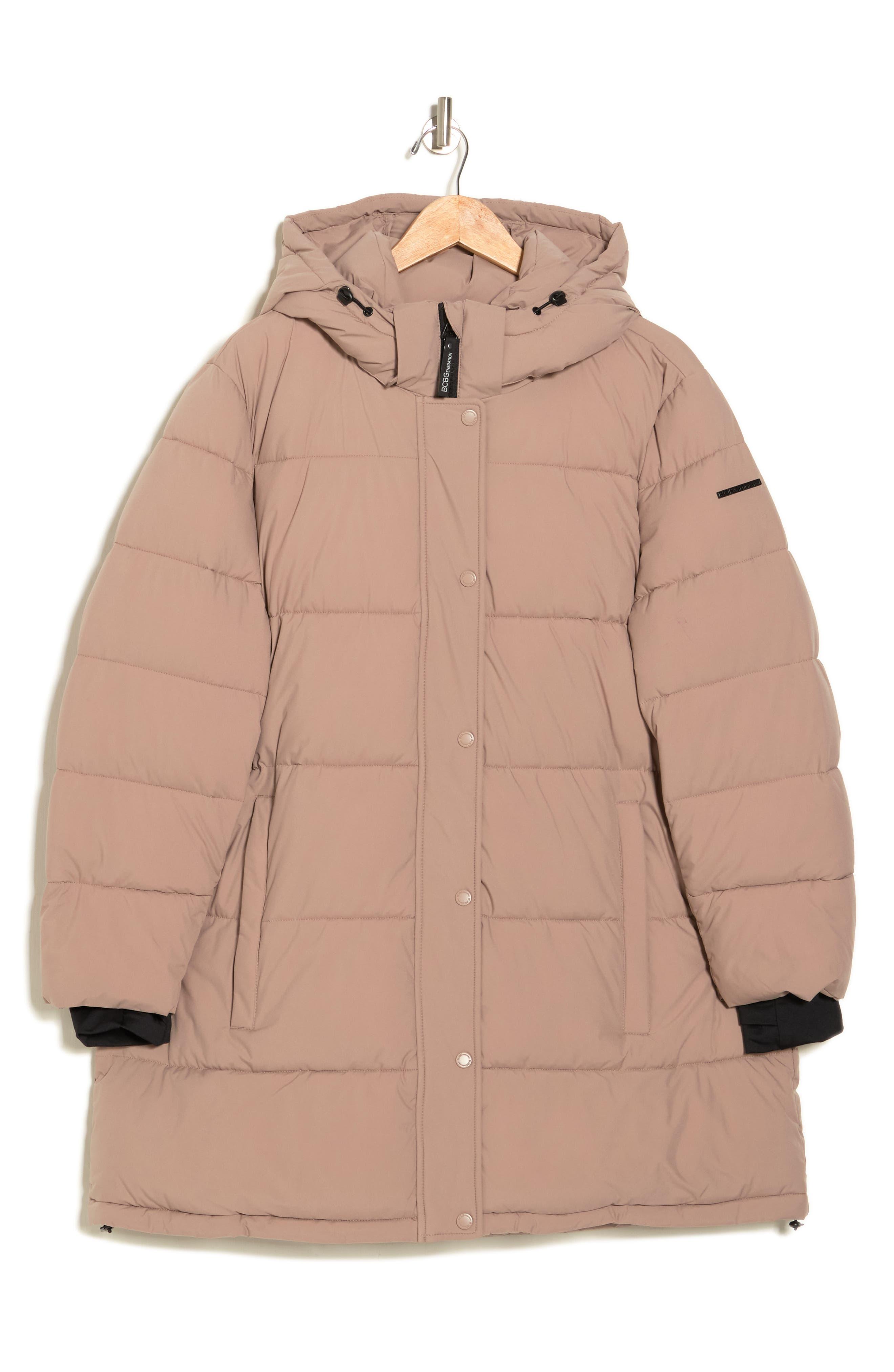 BCBGeneration Hooded Puffer Jacket in Natural Lyst