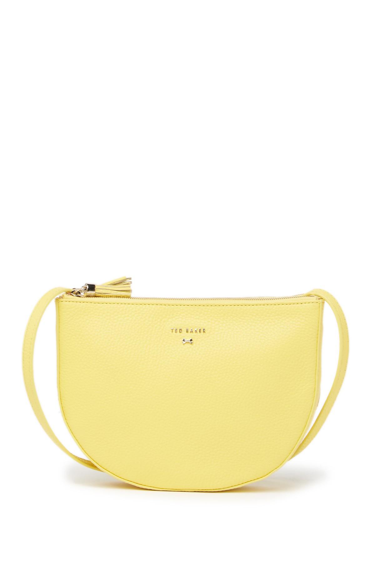 Ted Baker Suzzane Semi Circle Double Zip Leather Crossbody Bag in Light Yellow (Yellow) Lyst