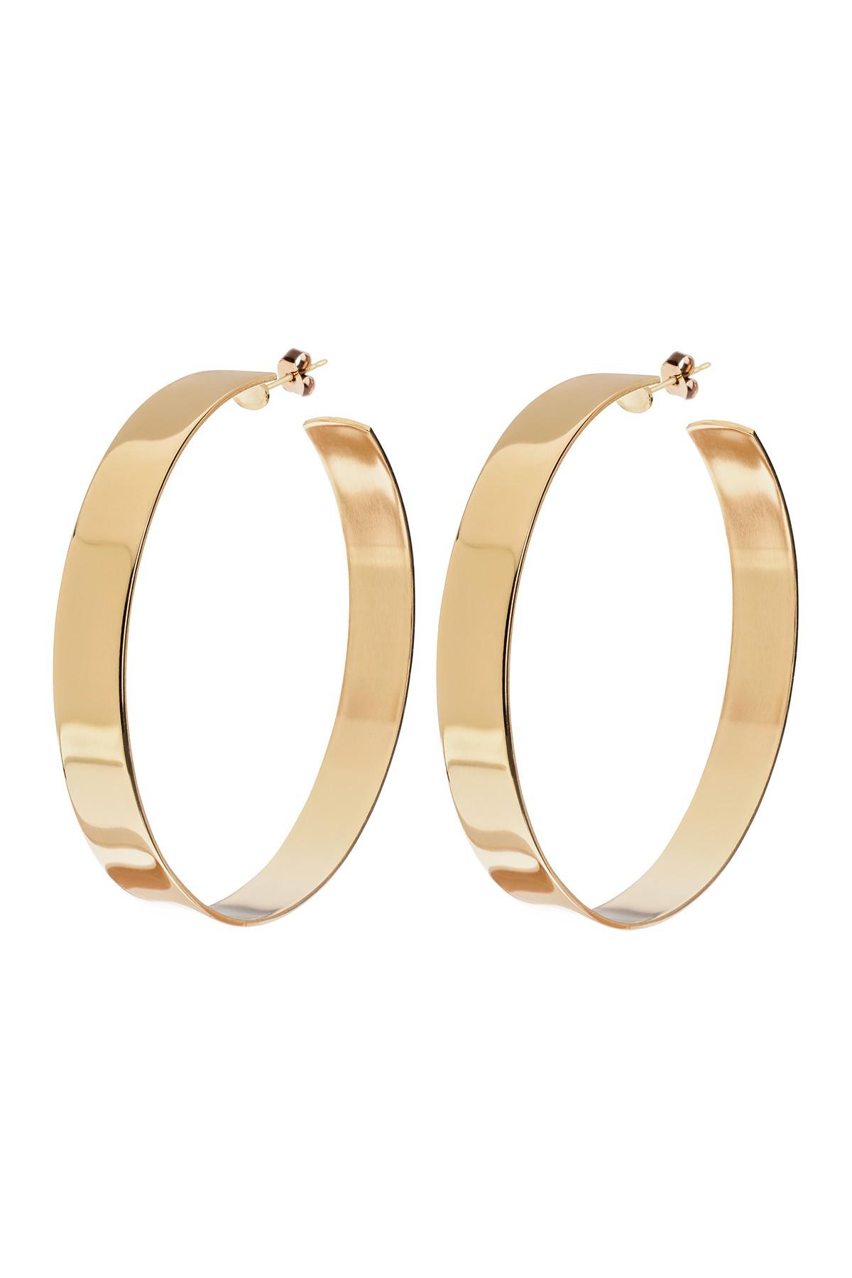 Eklexic Large Flat Hoop Earrings in Metallic | Lyst