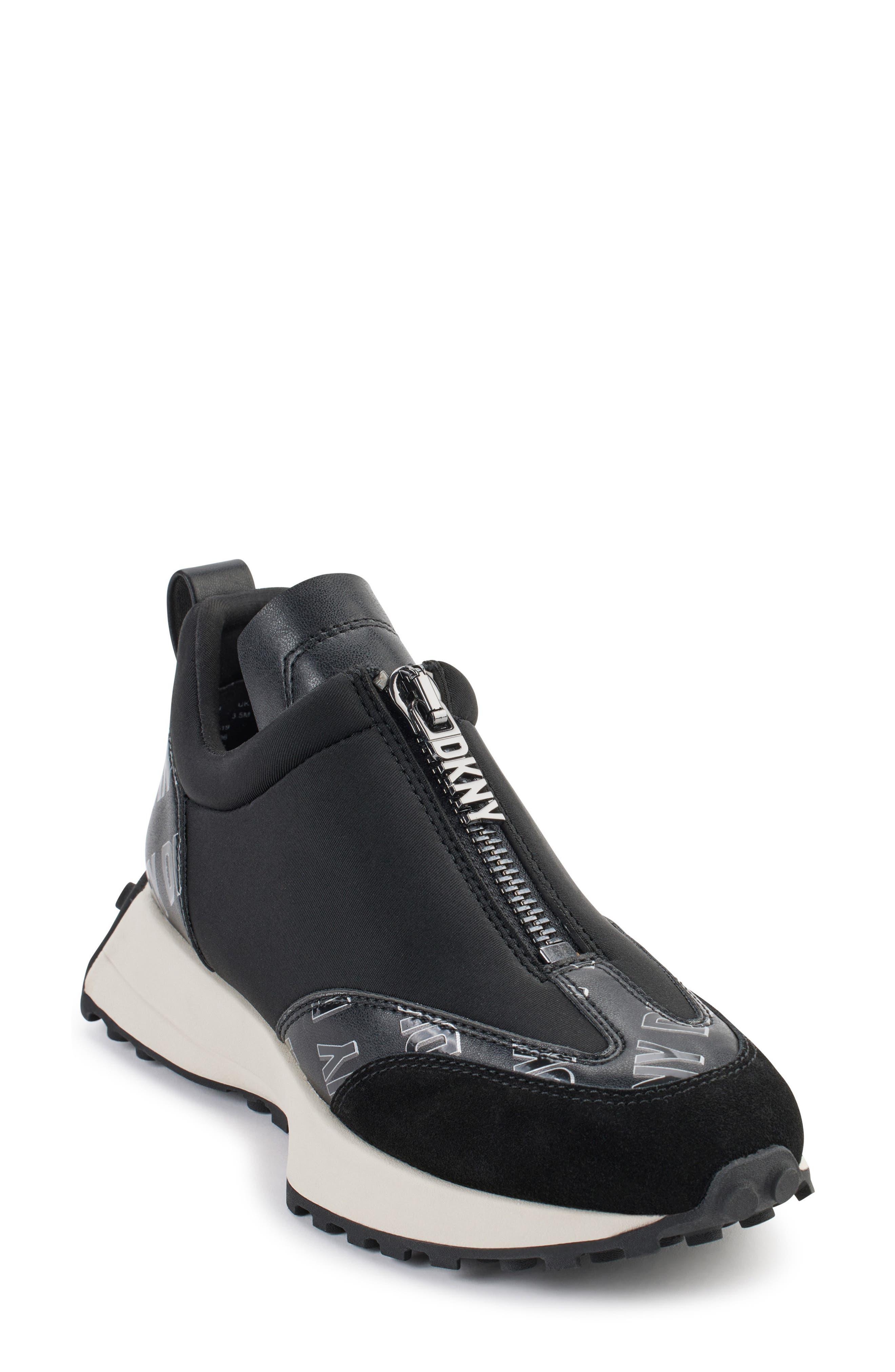 DKNY Neo Lug Sole Zip Sneaker in Black | Lyst