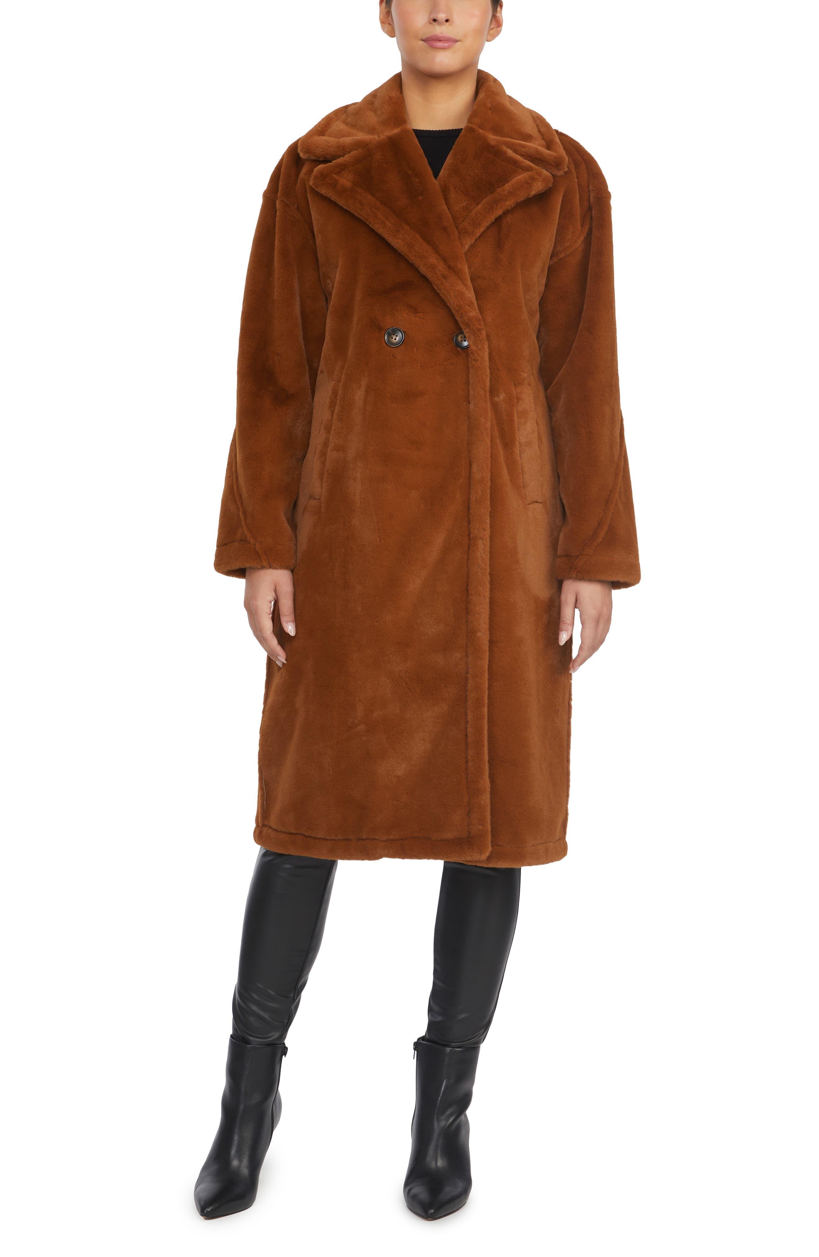 Badgley Mischka Roxane Faux Fur Coat In Cognac At Nordstrom Rack in Brown |  Lyst