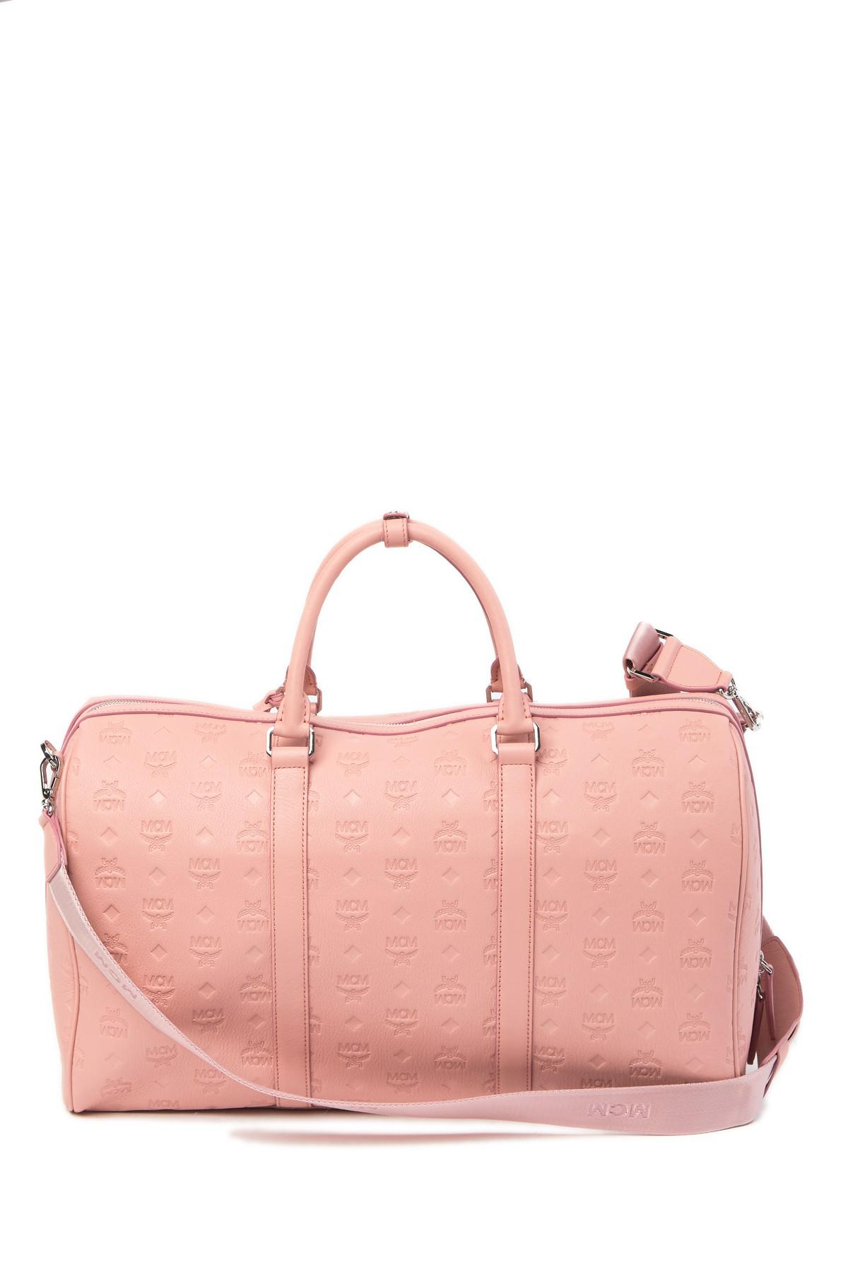 MCM Ottomar Monogrammed Leather Duffle in Pink Blush (Pink) - Lyst