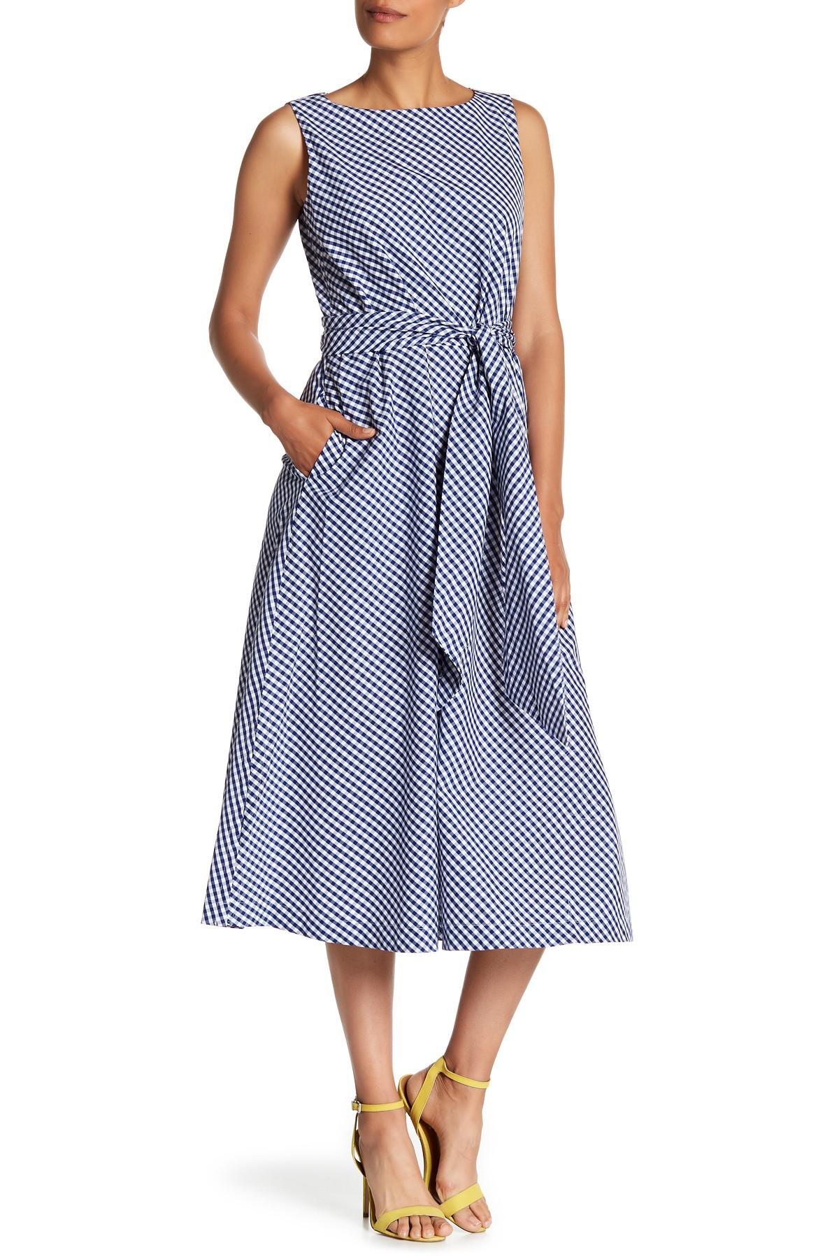 calvin klein gingham midi dress