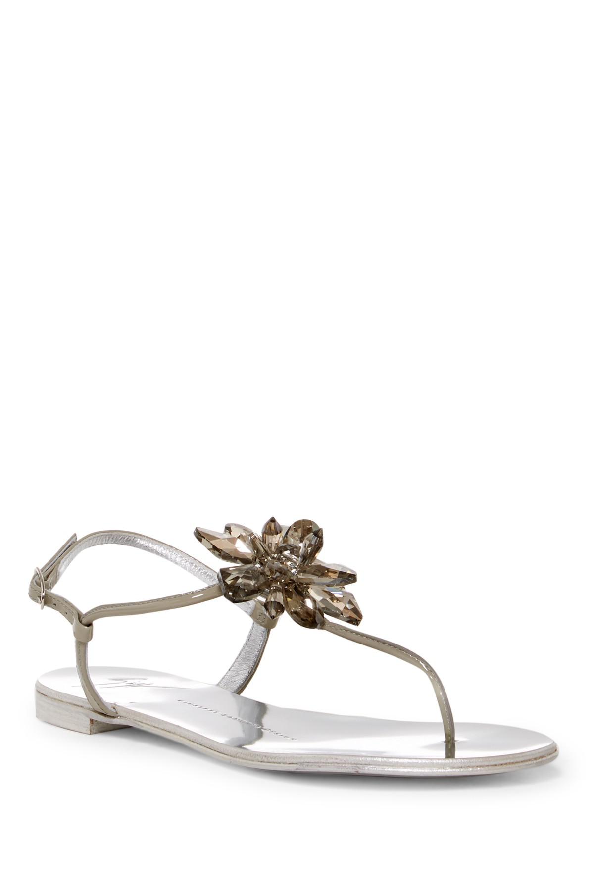 Lyst - Giuseppe zanotti Rock Crystal Flower Thong Sandal