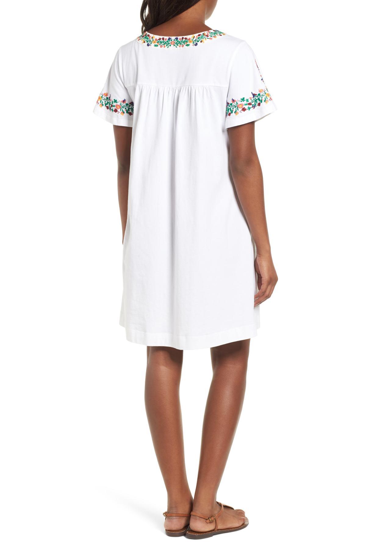 caslon embroidered cotton shift dress