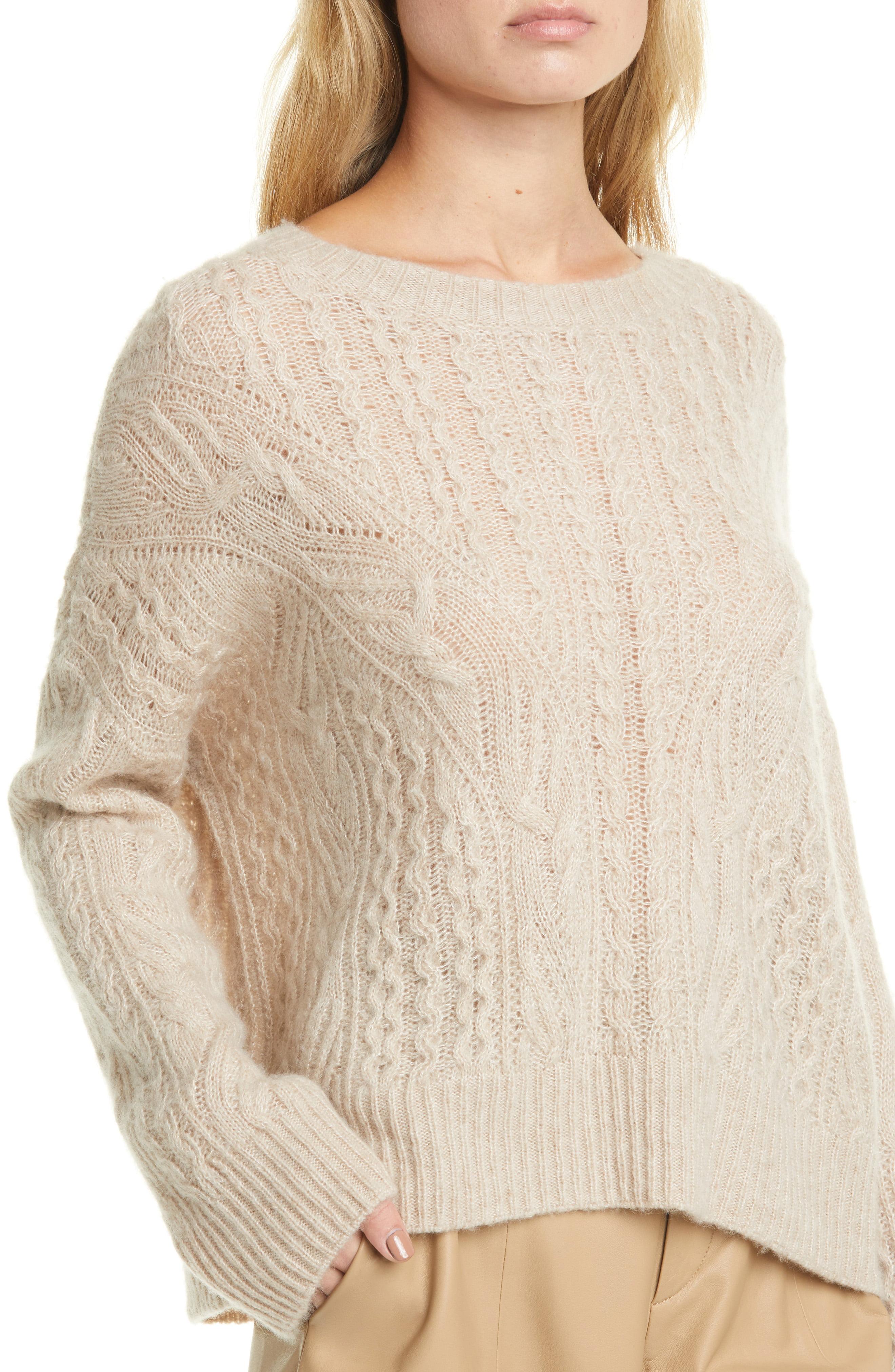 open knit cashmere cable crew