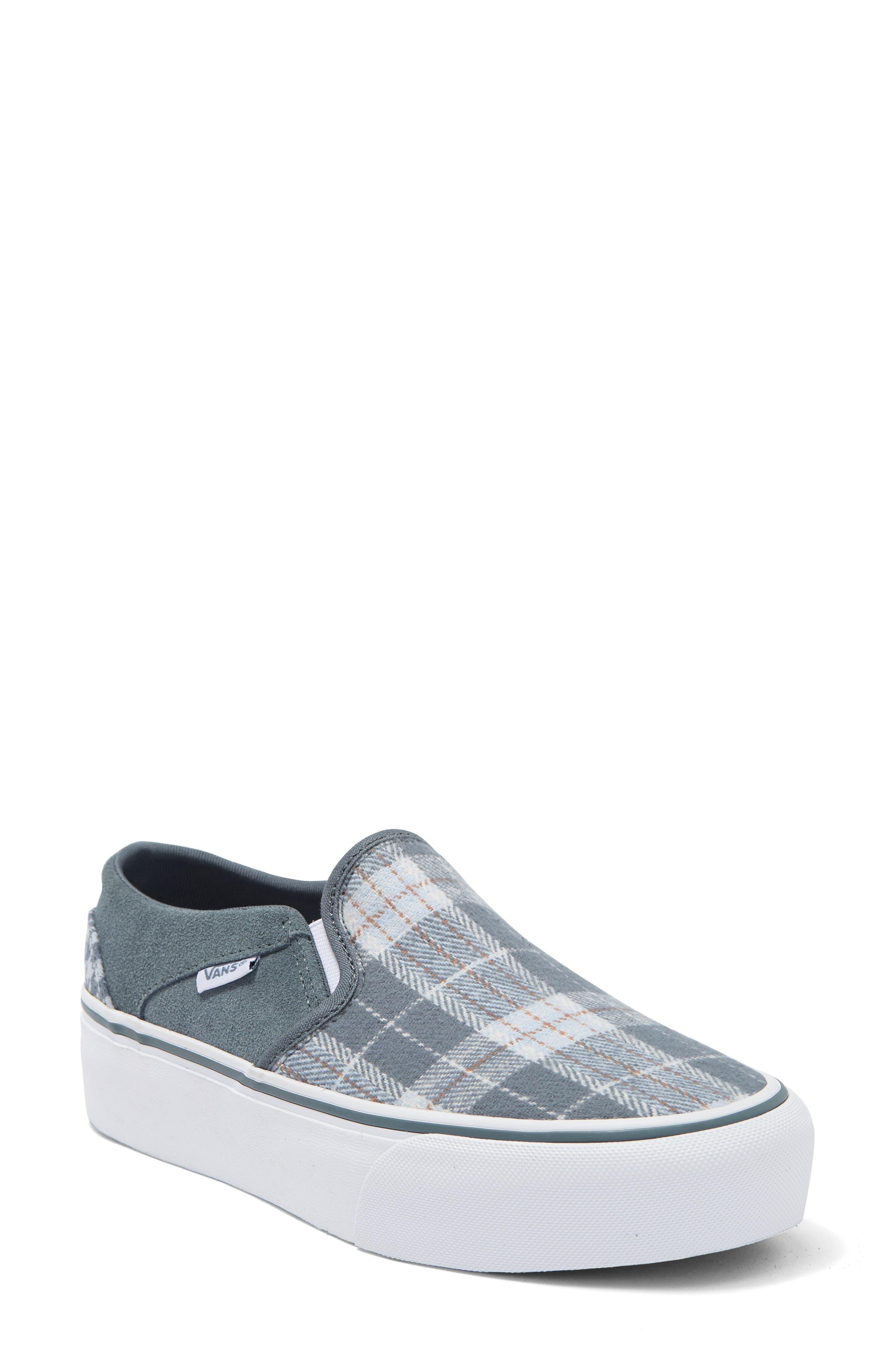 Vans Asher Platform Slip-on Sneaker In Plaid Mix Dark Grey At Nordstrom  Rack in Gray | Lyst