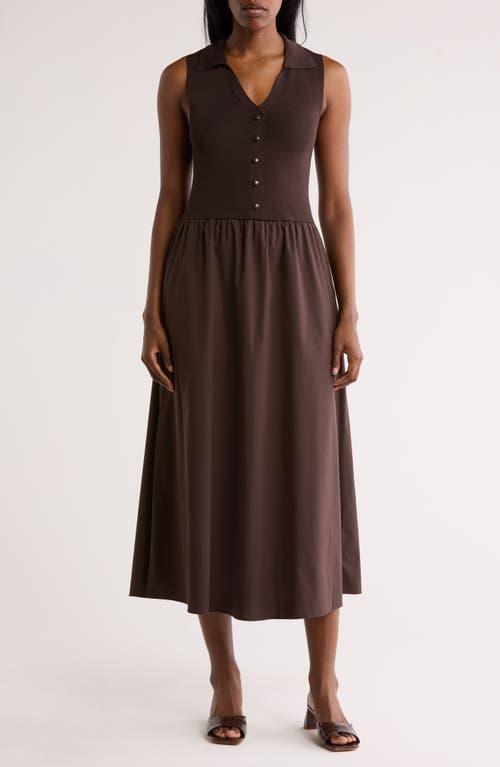 ellen tracy formal dresses PONTE FLARE DRESS WITH VEGAN LEATHER TRIM Black / XL