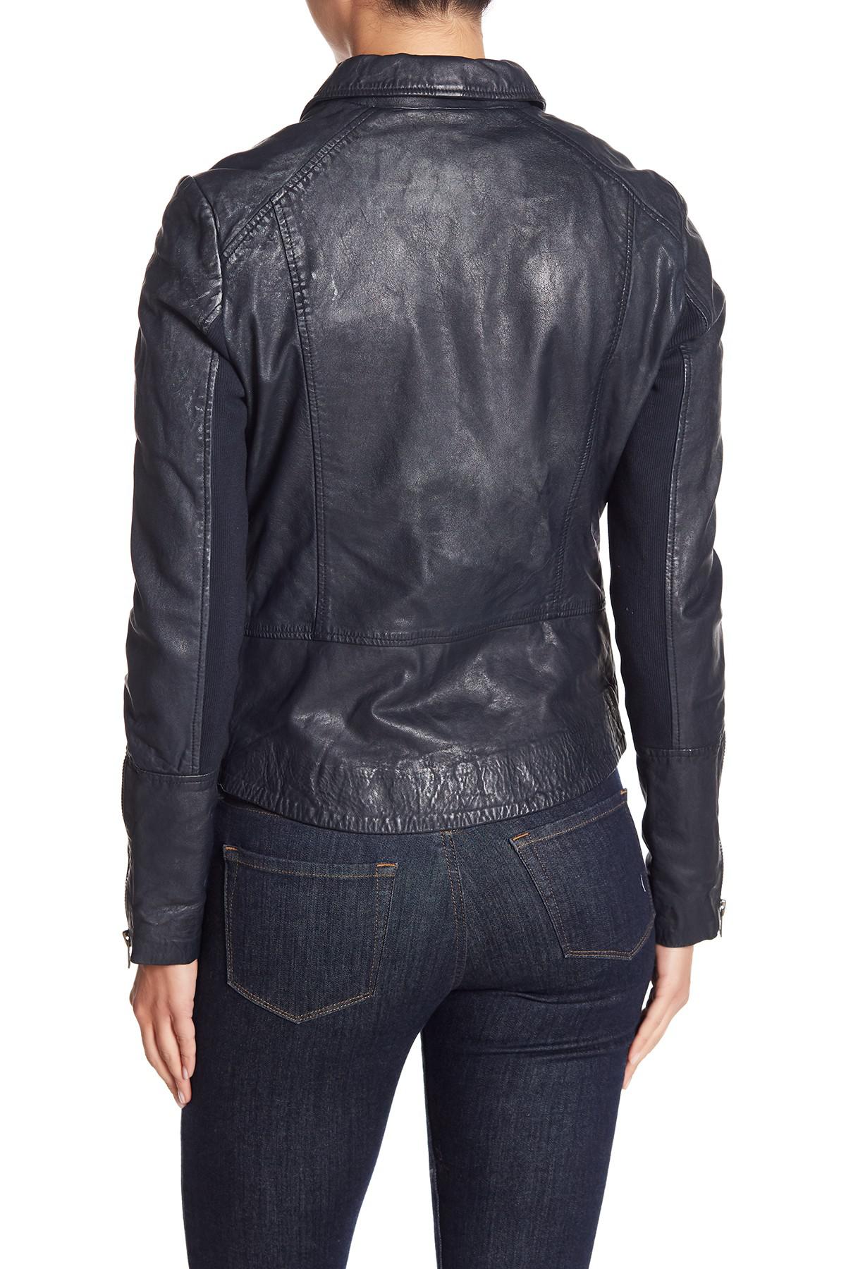 Lyst Muubaa Almora Leather Biker Jacket In Blue Muubaa Blue Almora Leather Biker Jacket Lyst View Fullscreen