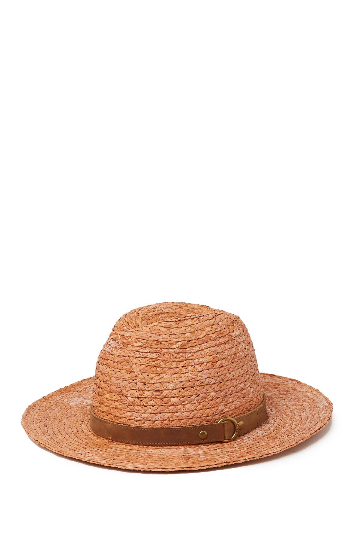 Frye Raffia Harness Fedora Hat in Brown Lyst