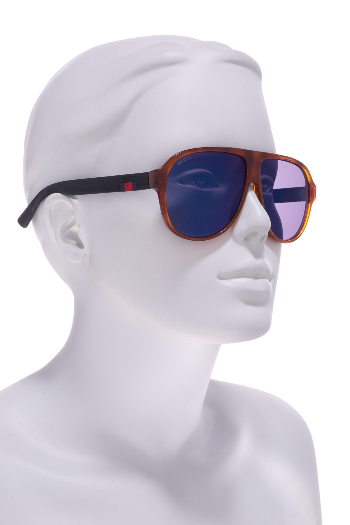 Gucci 59mm Shield Sunglasses in Blue for Men - Lyst