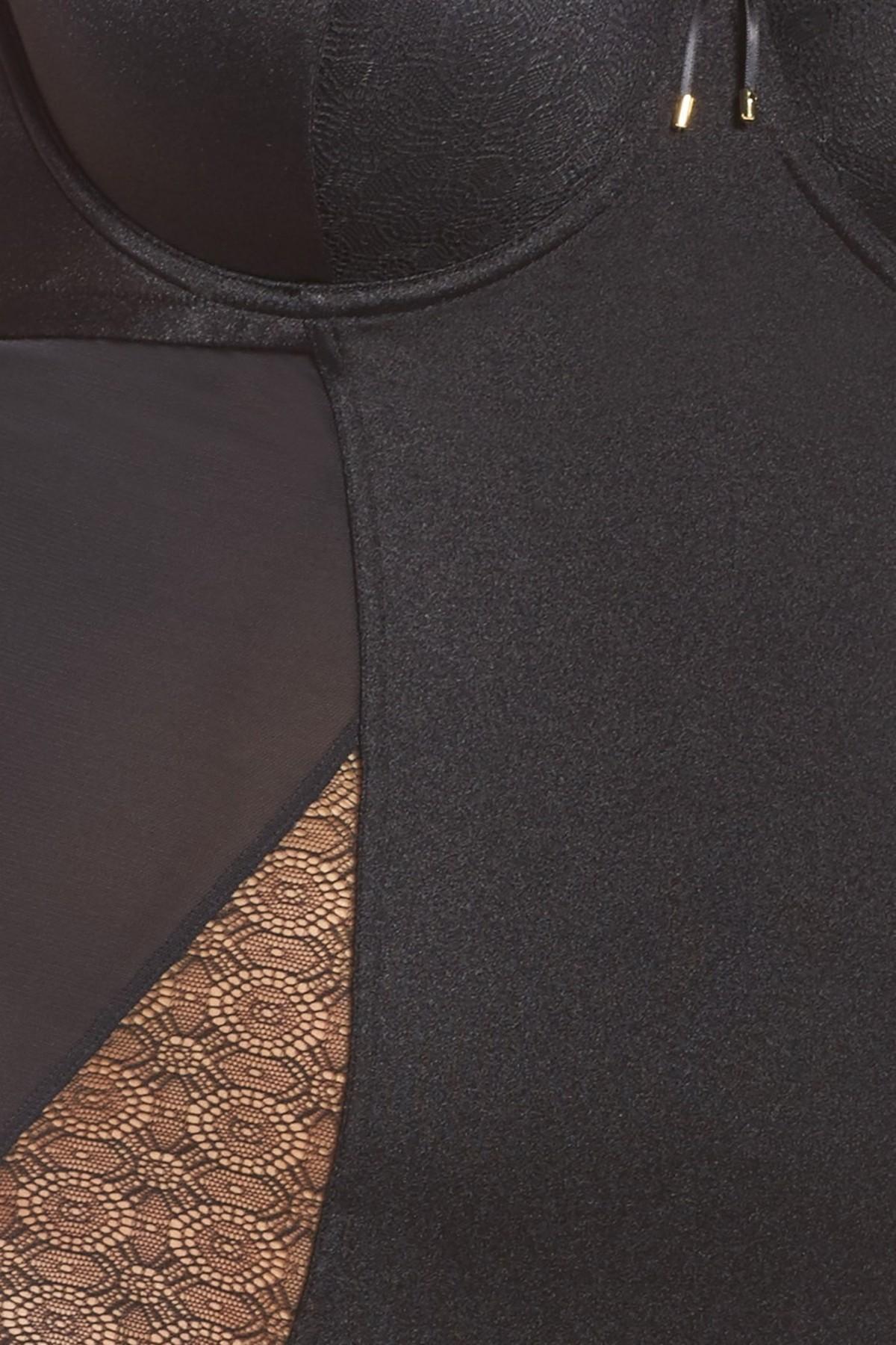 Ashley Graham Curvy Couture 751805 Bodysuit Removable Garters Underwire Black 3X