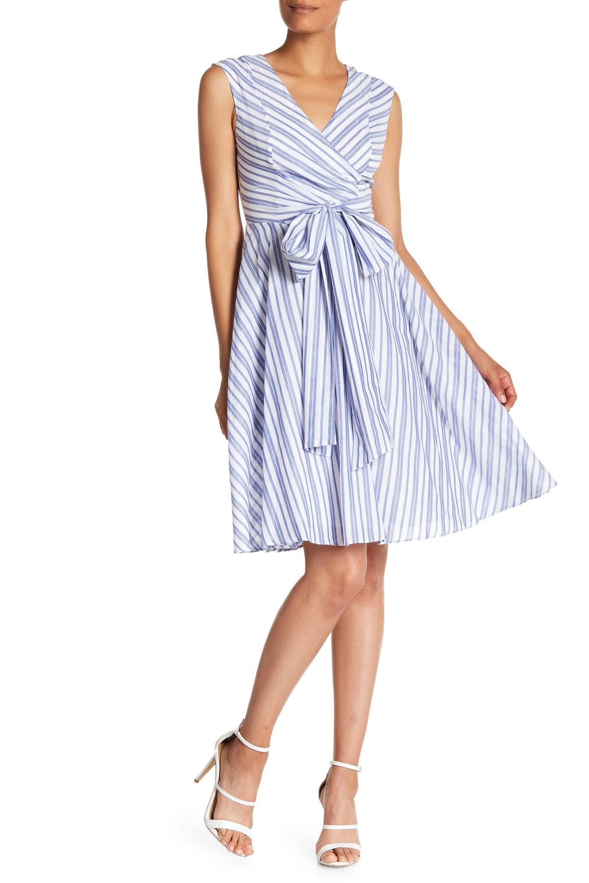 calvin klein blue and white striped dress