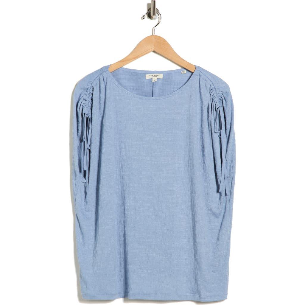 Max Studio Women's Blouse Top Plus Size 3X Short Sleeve Pale Blue