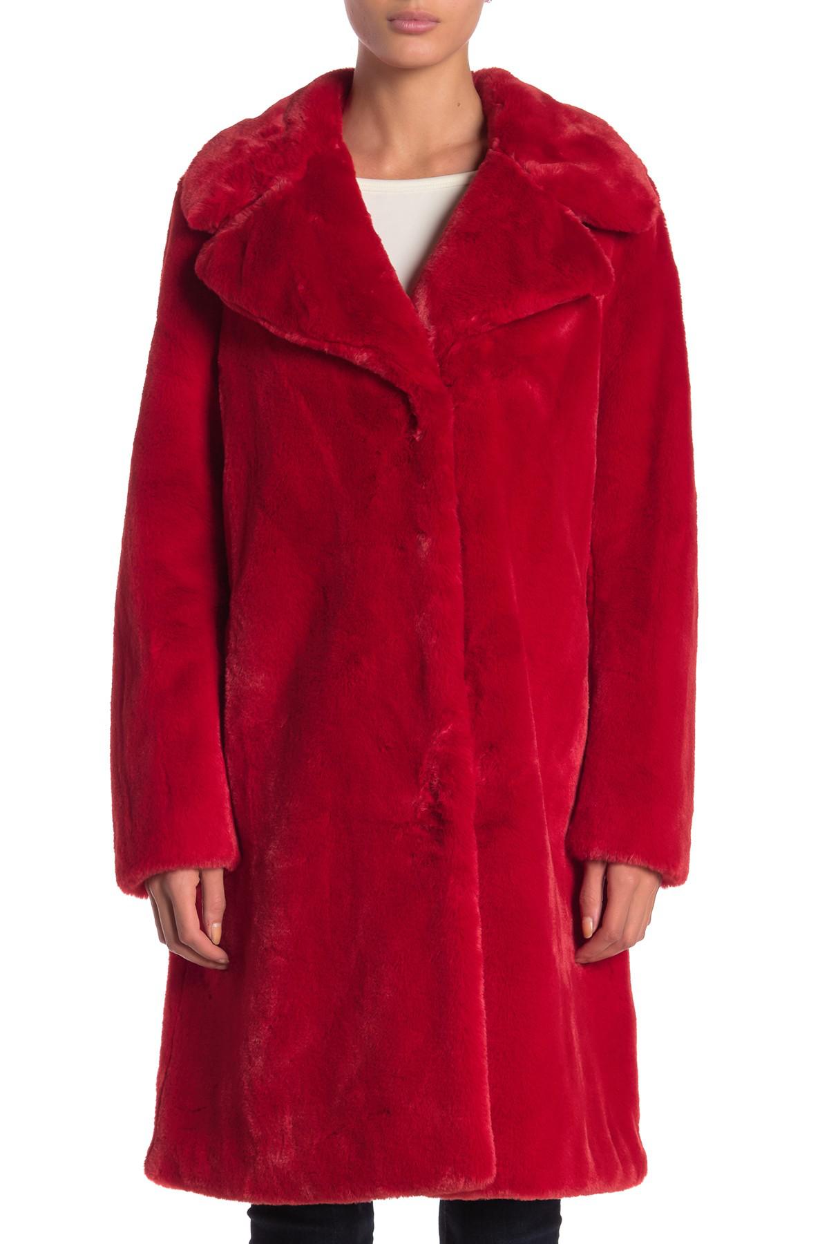 7 for all mankind red faux fur coat