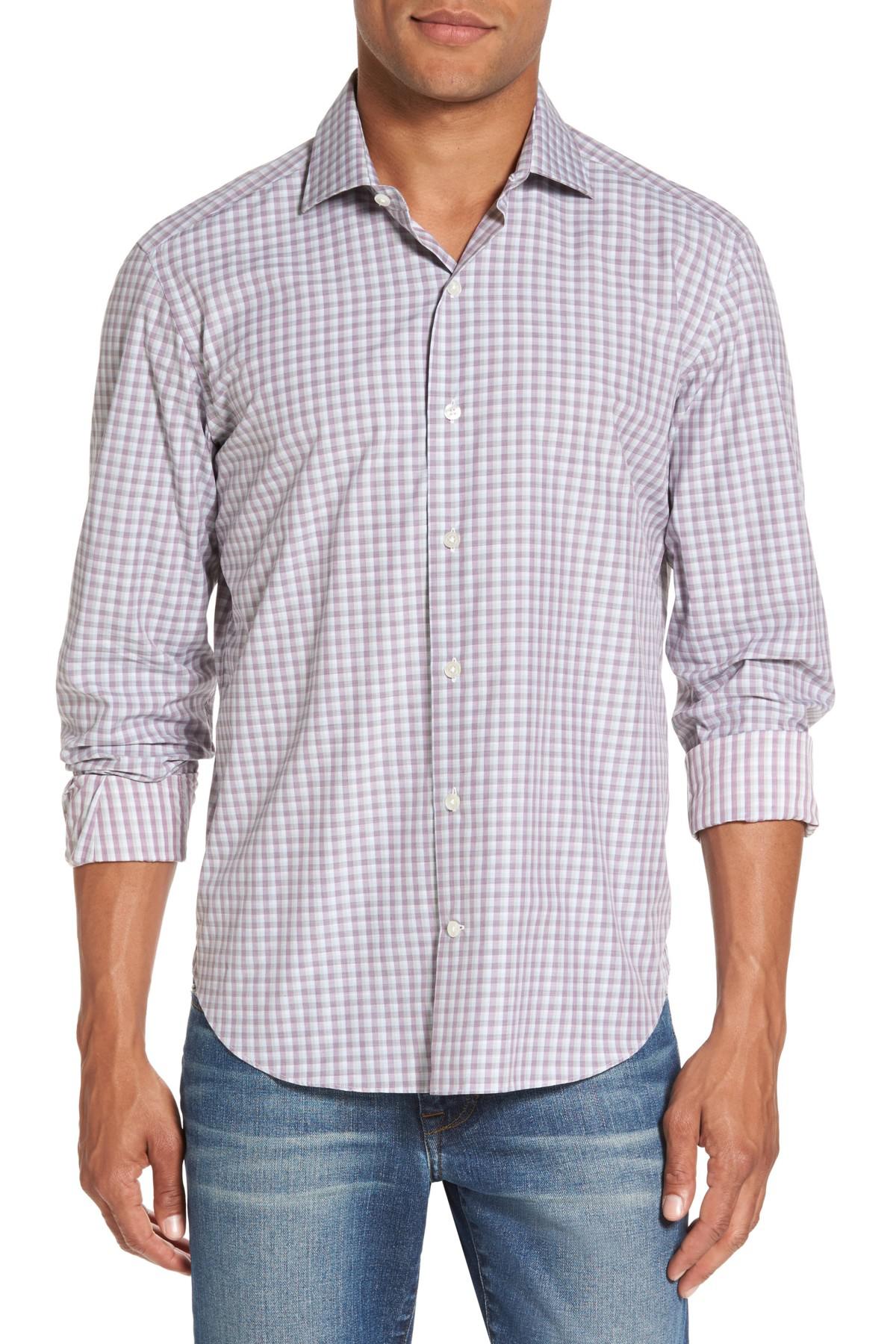 Lyst - Culturata Slim Fit Plaid Sport Shirt in Purple for Men