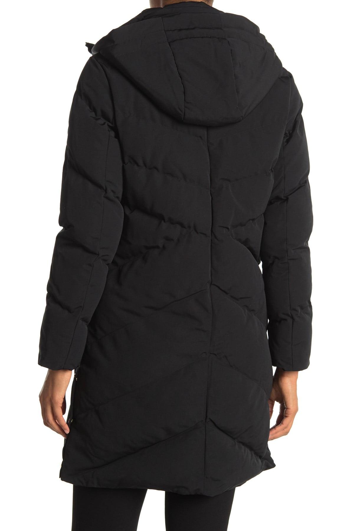 French Connection Synthetic Hooded Long Puffer Jacket in Black - Lyst