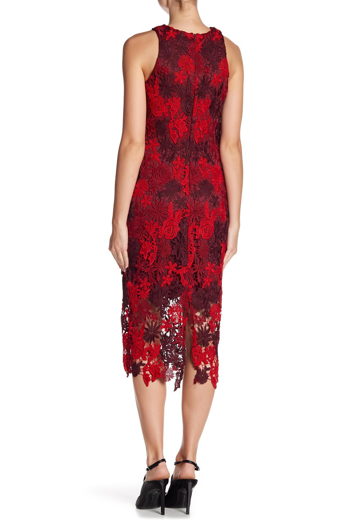alexia admor red floral lace sheath