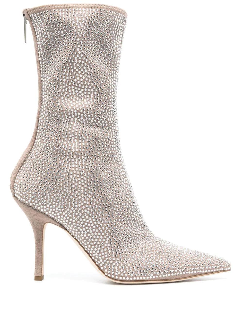 Paris Texas Crystal-embellished 105mm Pointed Boots in White | Lyst