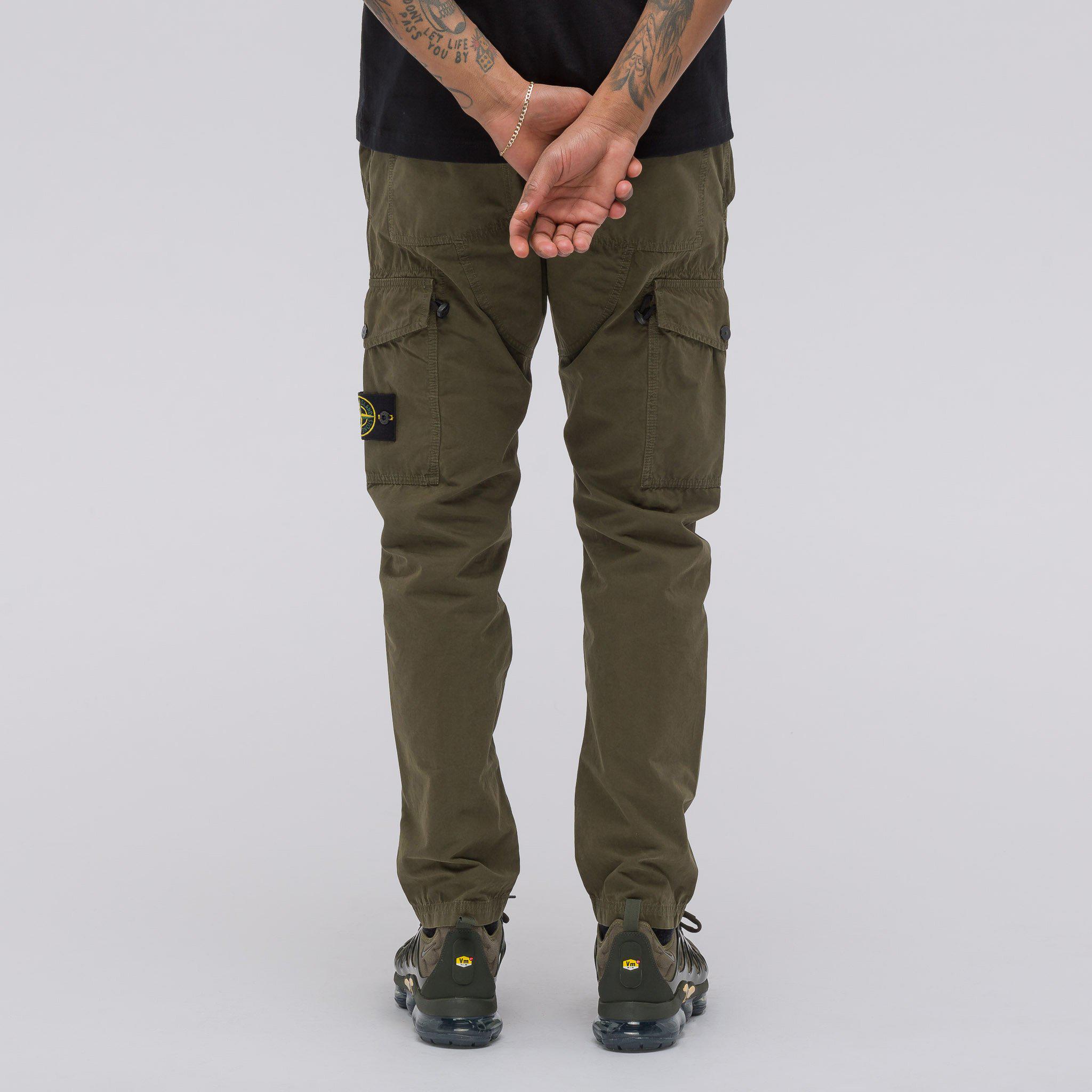 olive green stone island cargo pants