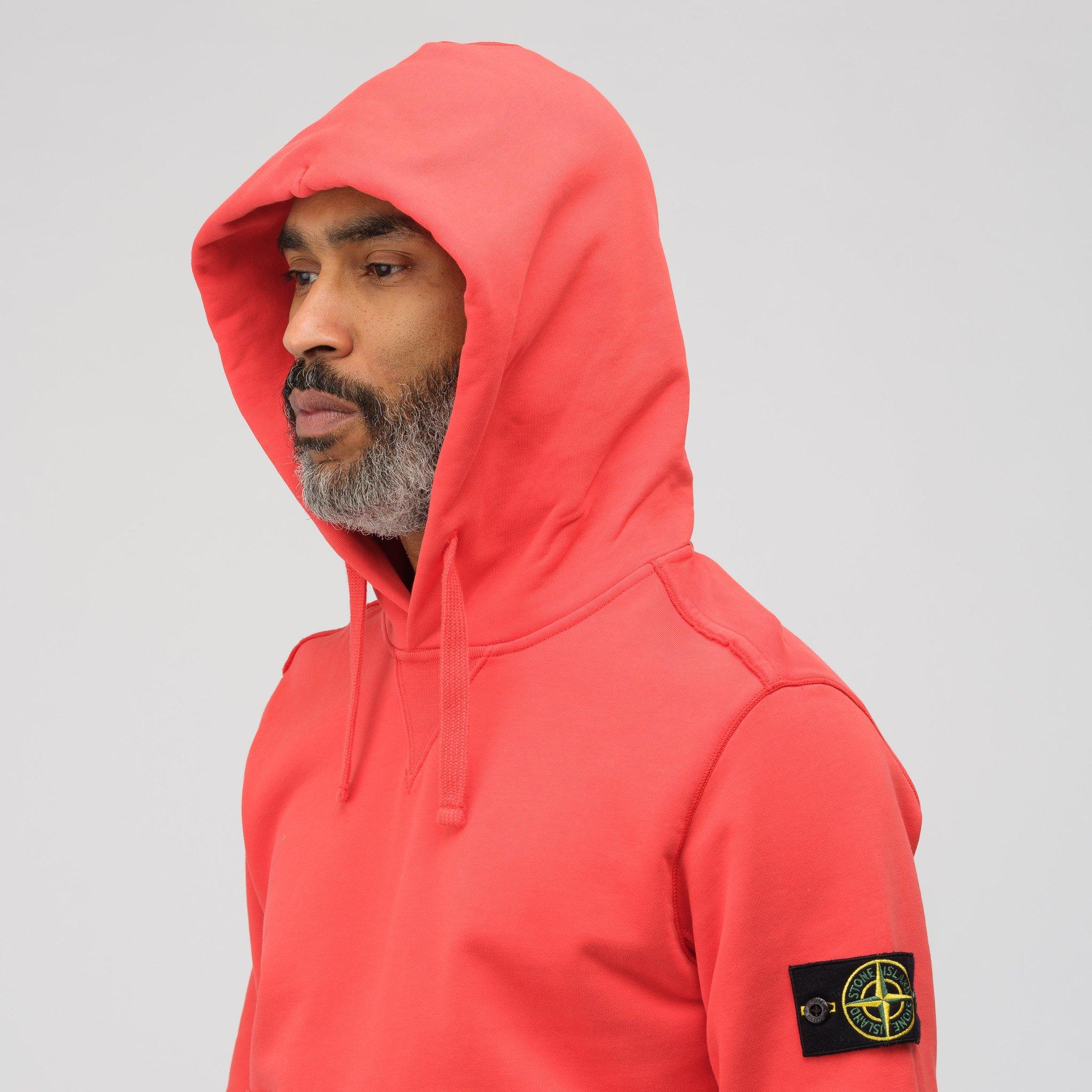 Stone Island Cotton 62851 Pullover Hoodie In Red Orange for Men - Lyst
