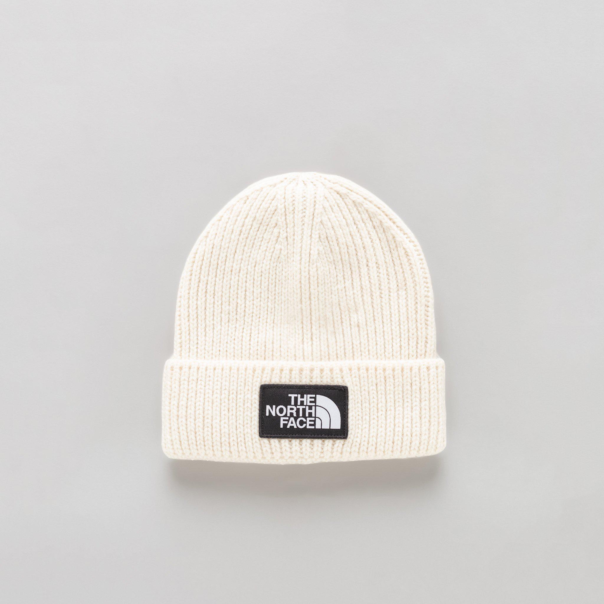 The North Face Synthetic Logo Box Cuffed Beanie Hat In White for Men - Lyst