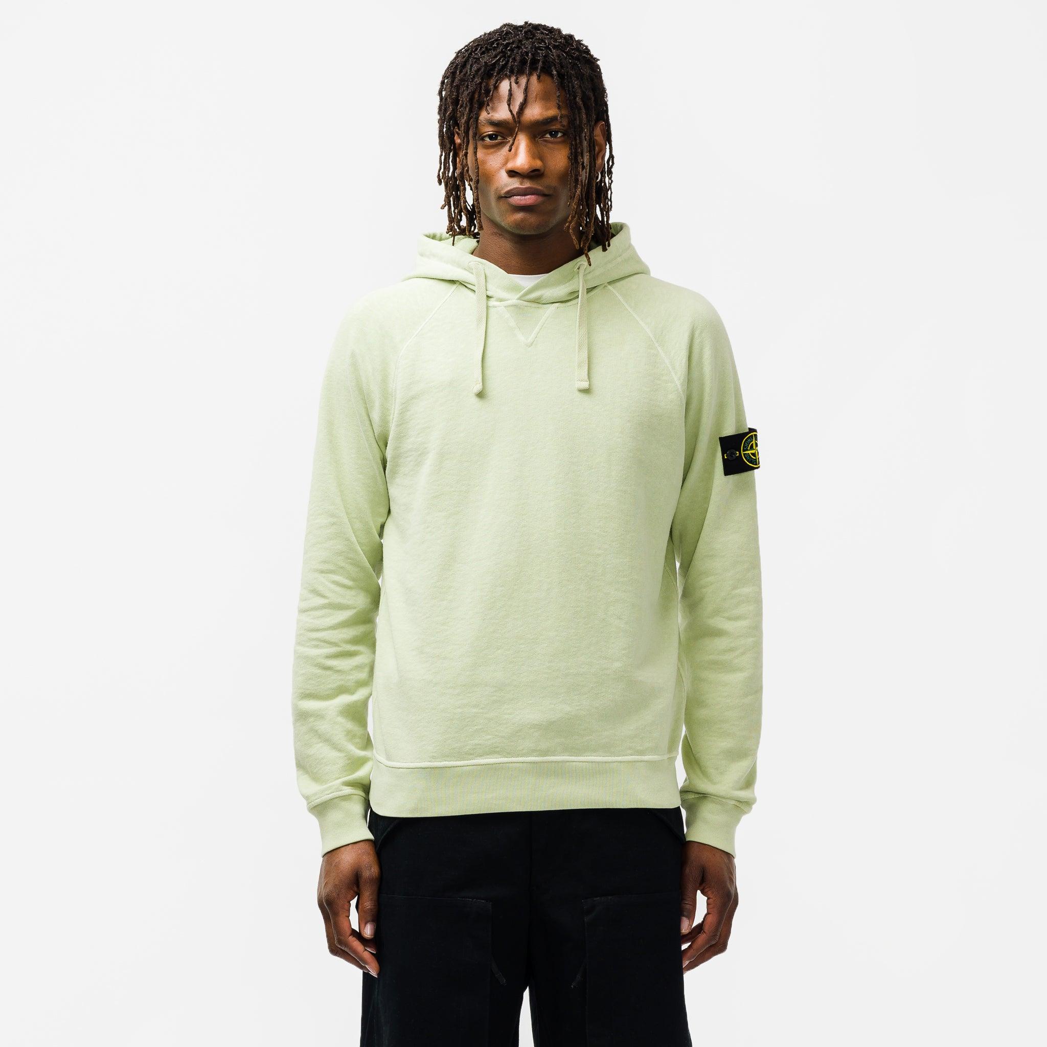 Stone Island Cotton 62160 Malfile Garment Dyed Hoodie in Light Green  (Green) for Men | Lyst
