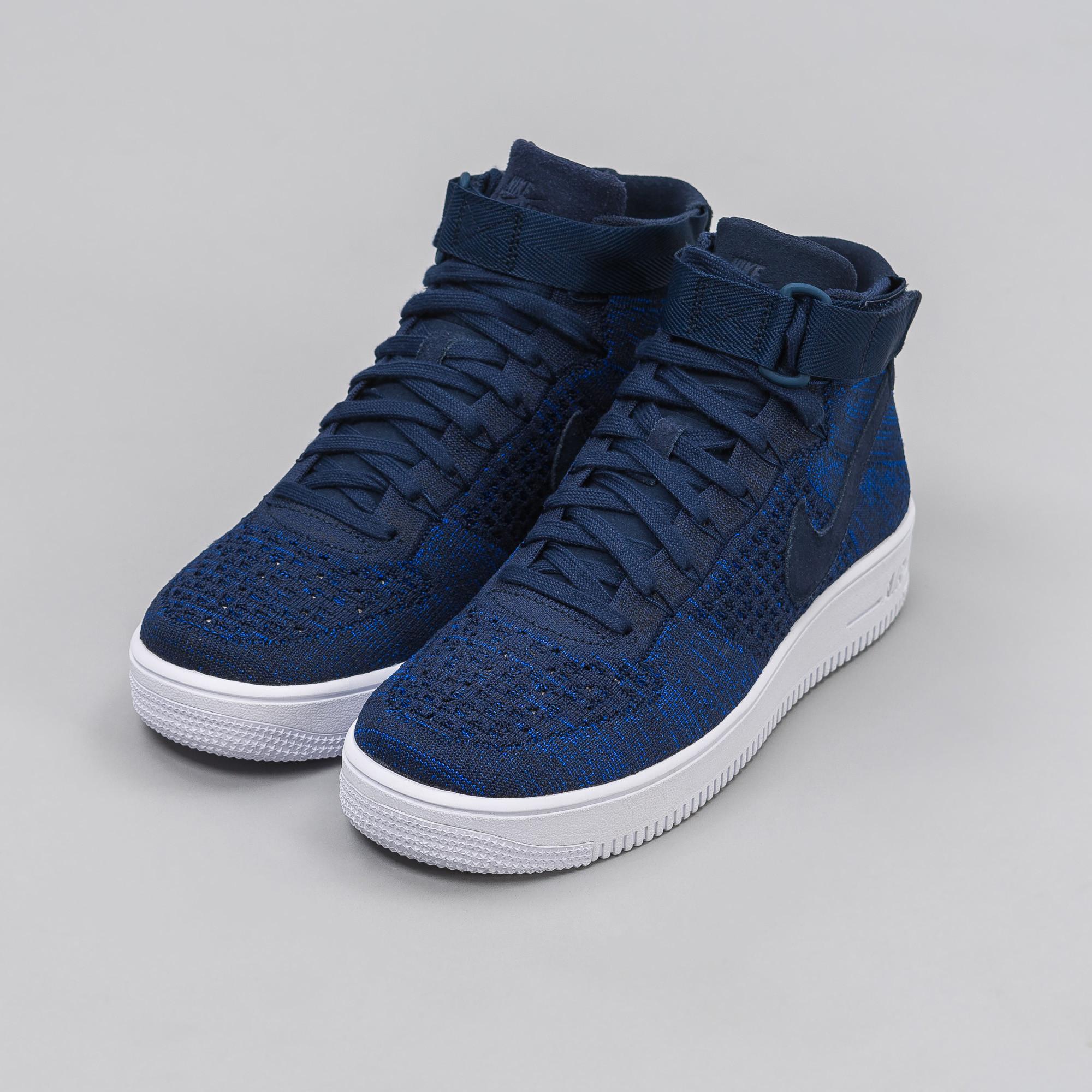 Nike Leather Air Force 1 Ultra Flyknit Mid In College Navy in Blue for Men  | Lyst