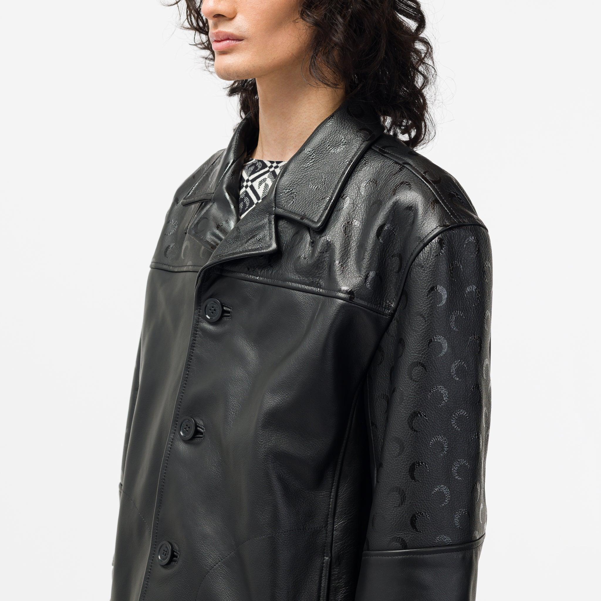 Marine Serre Moon Leather Buttoned Jacket in Black for Men | Lyst