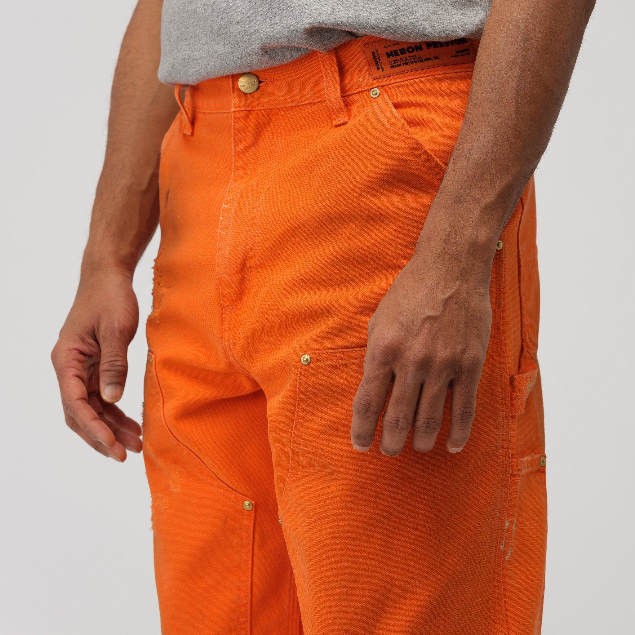 完成品 HERON×CARHARTT 32 orange PANTS DAMAGED - ワークパンツ 