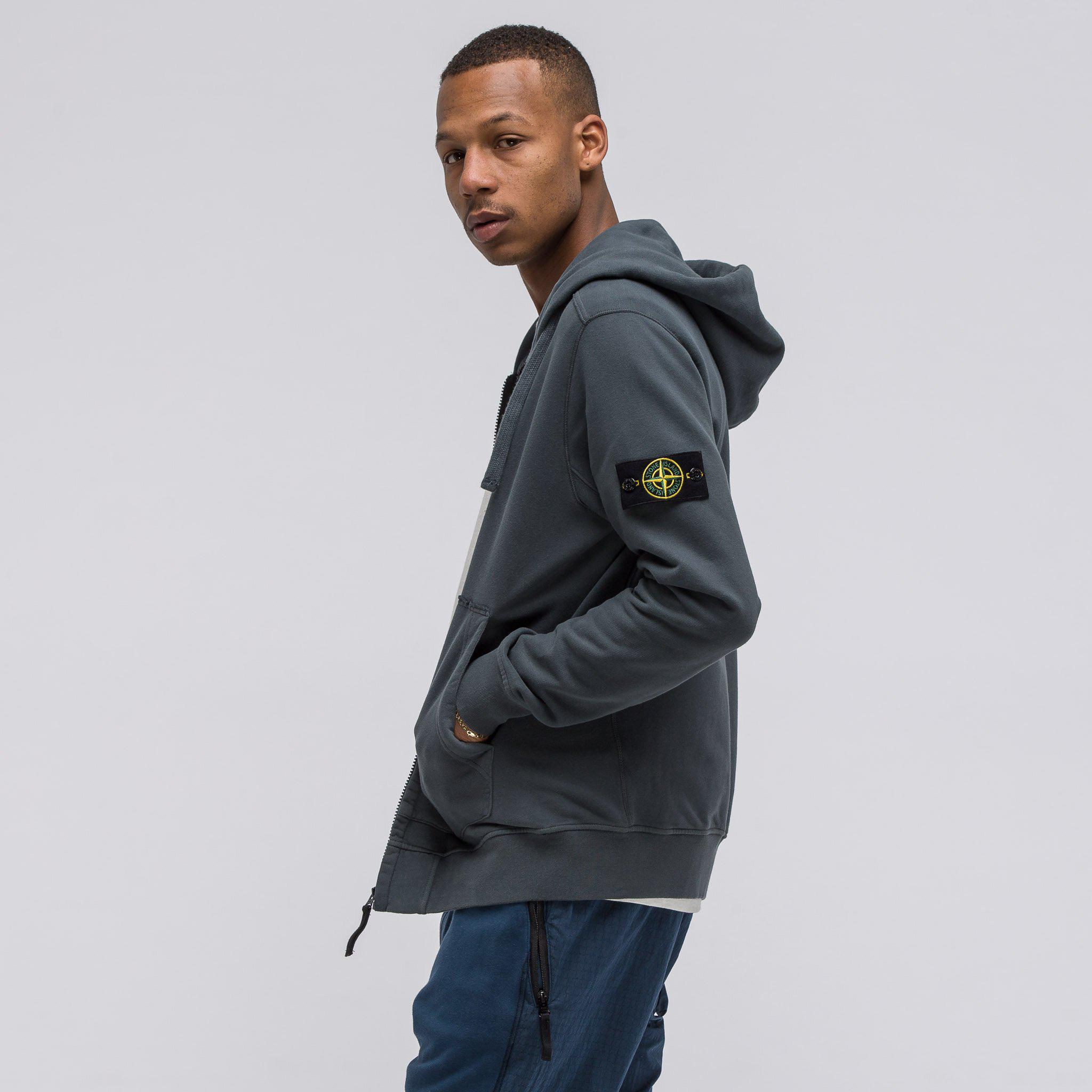 Stone Island Cotton 60220 Full Zip Hoodie In Charcoal in Gray for Men - Lyst