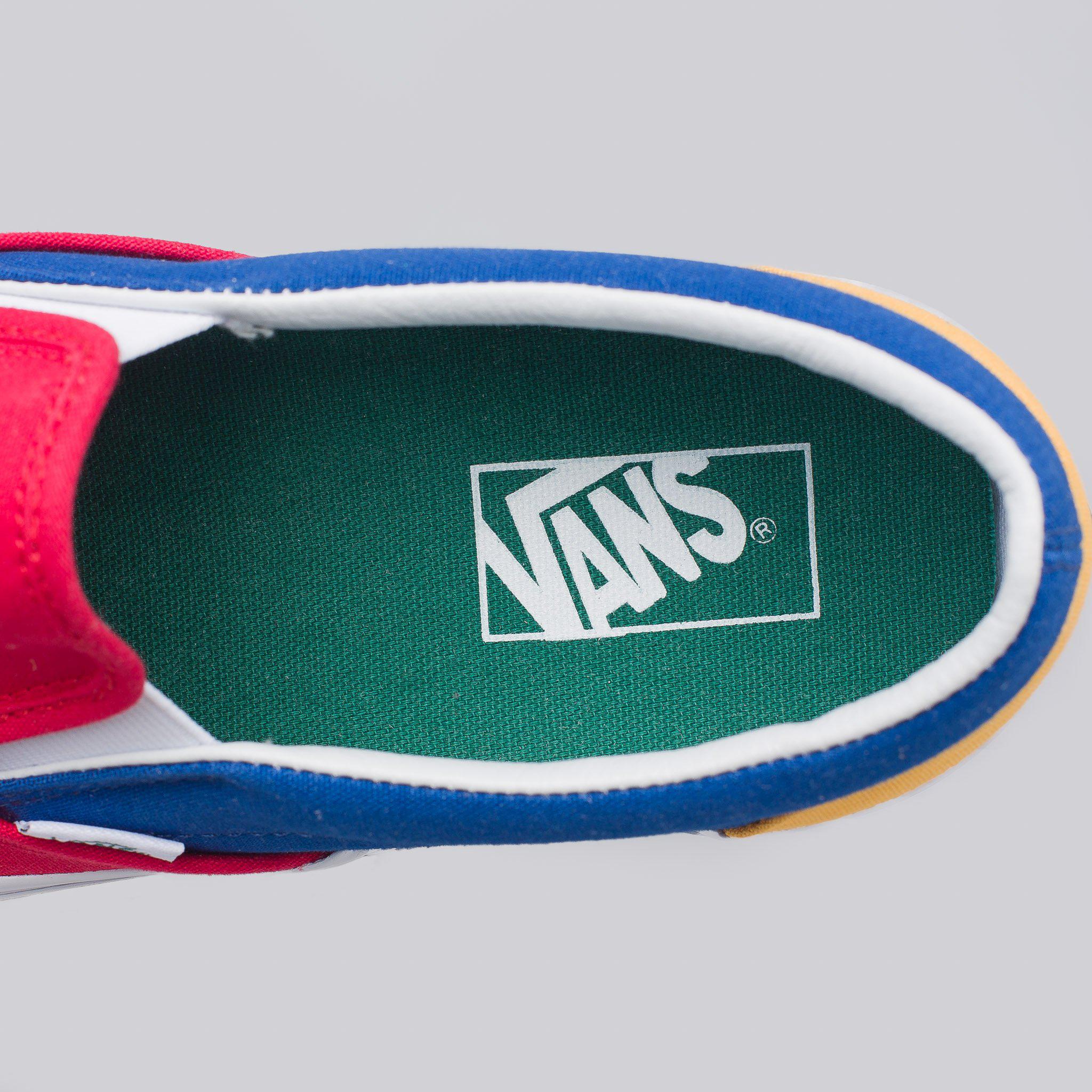 blue green red and yellow vans