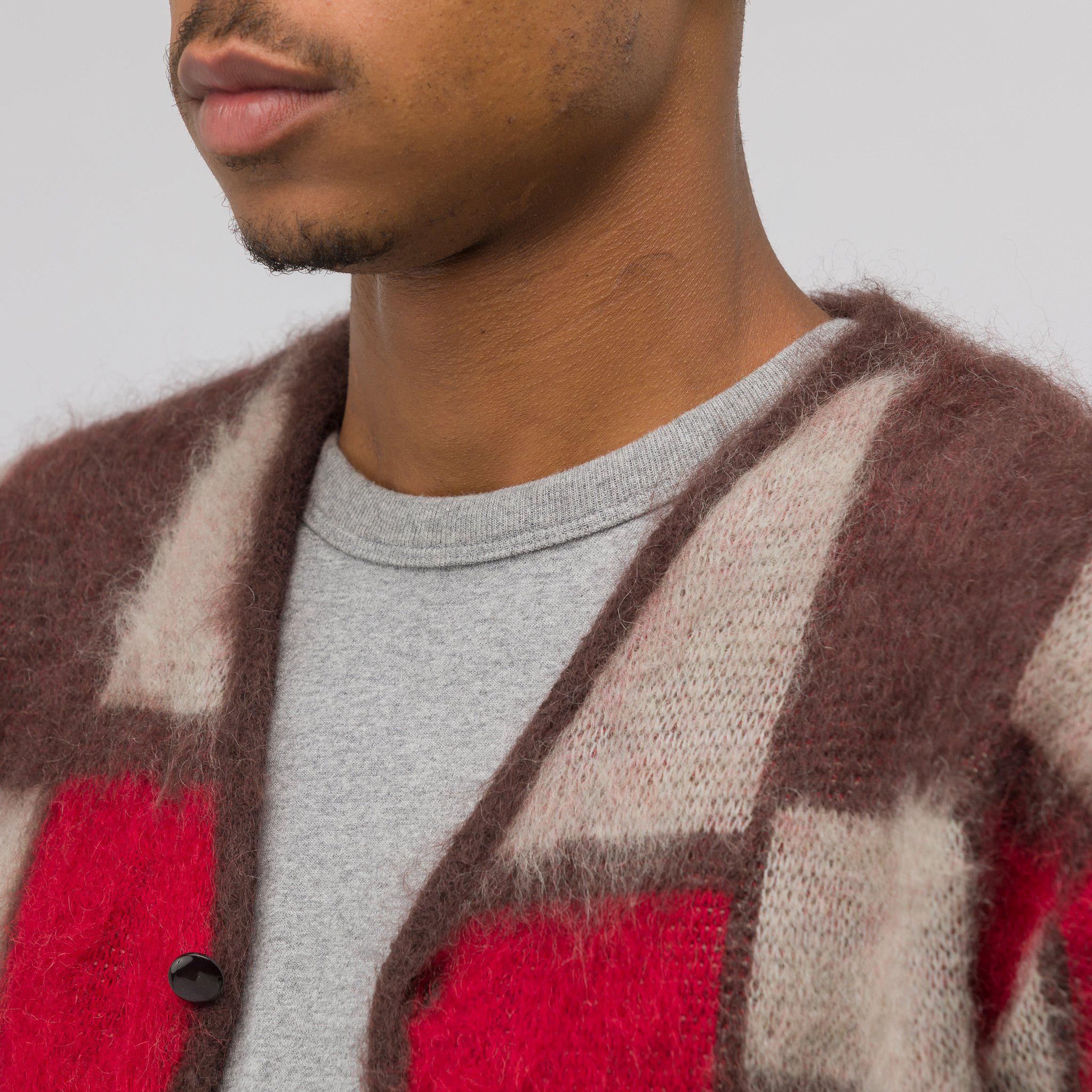 Needles Synthetic Block Mohair Cardigan In Dark Brown for Men Lyst