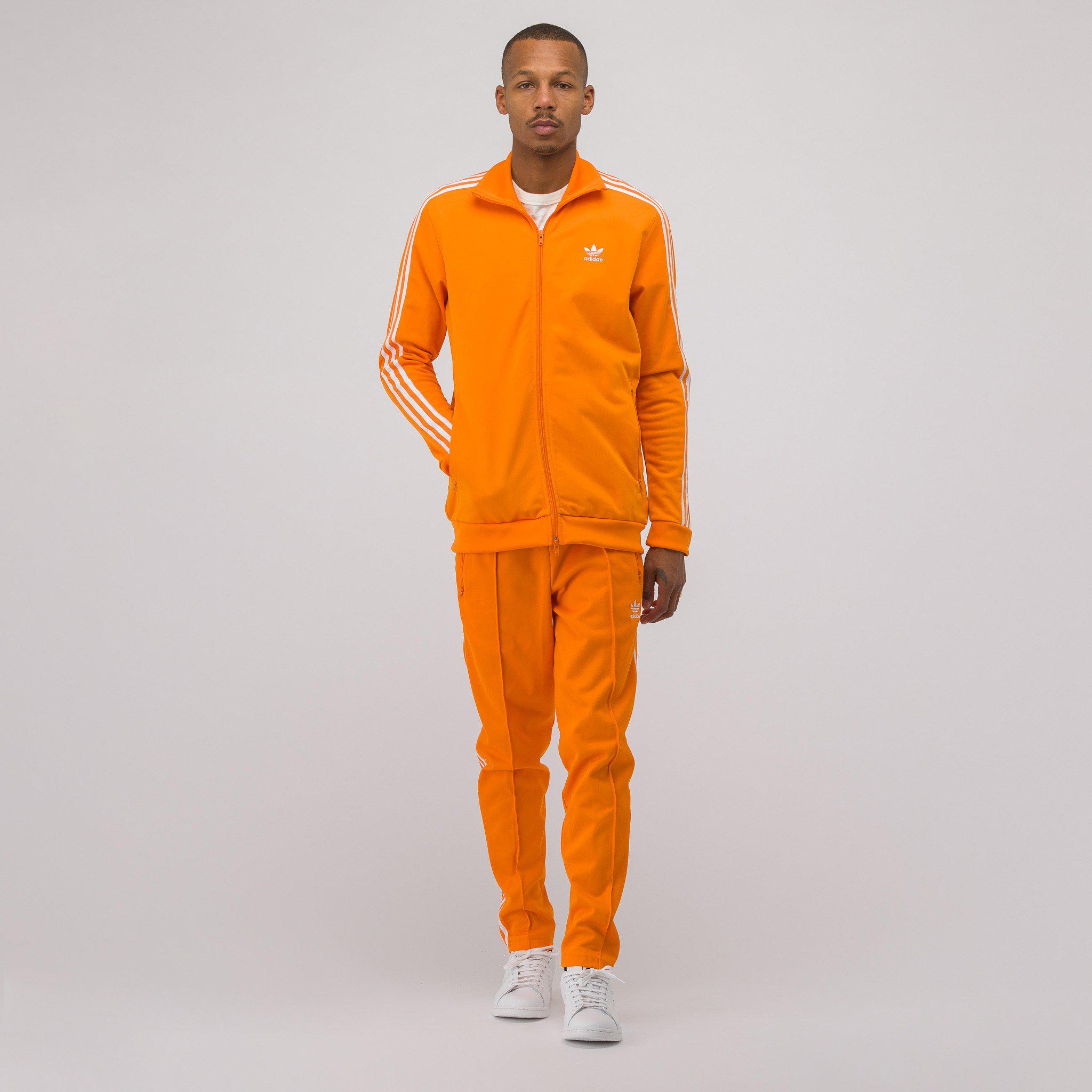 adidas Cotton Beckenbauer Track Jacket In Orange for Men | Lyst