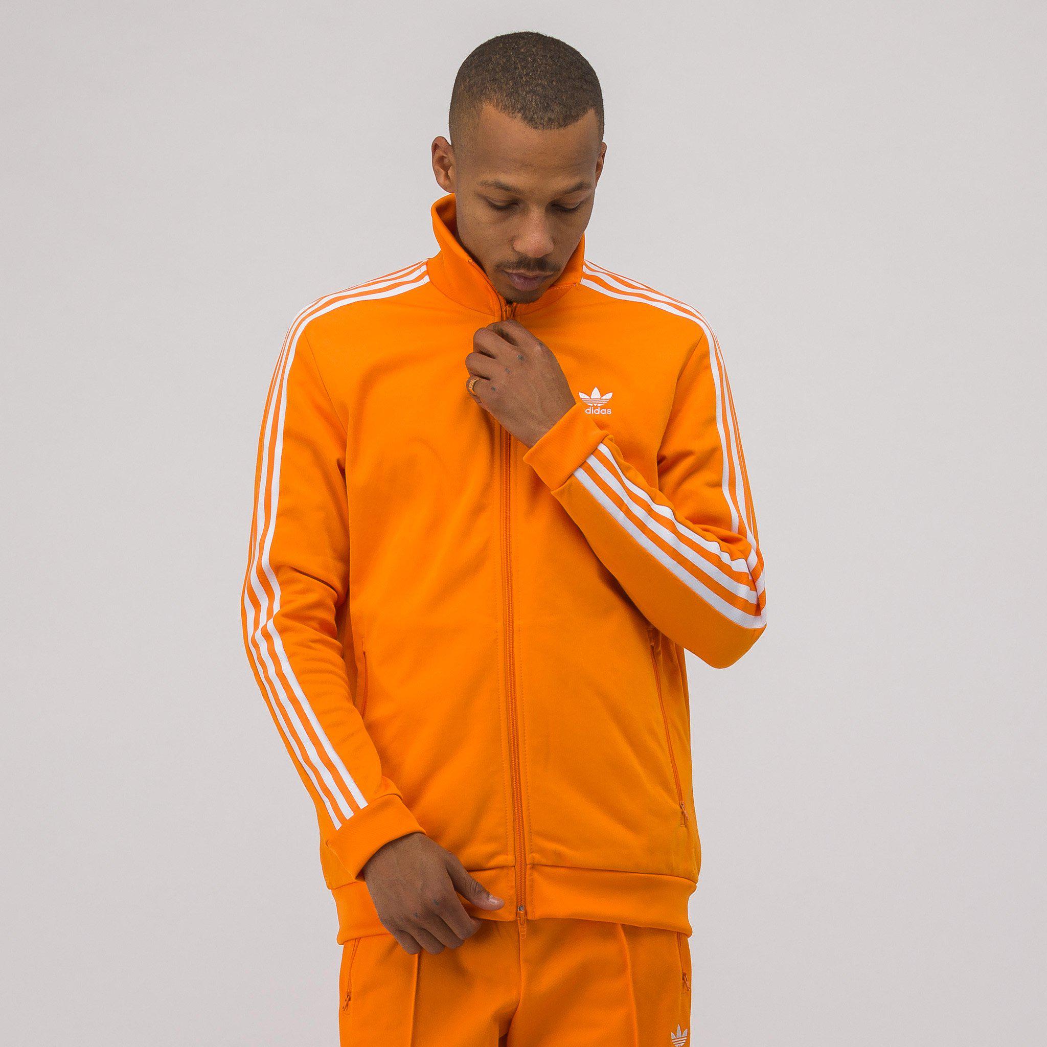 adidas beckenbauer track jacket orange
