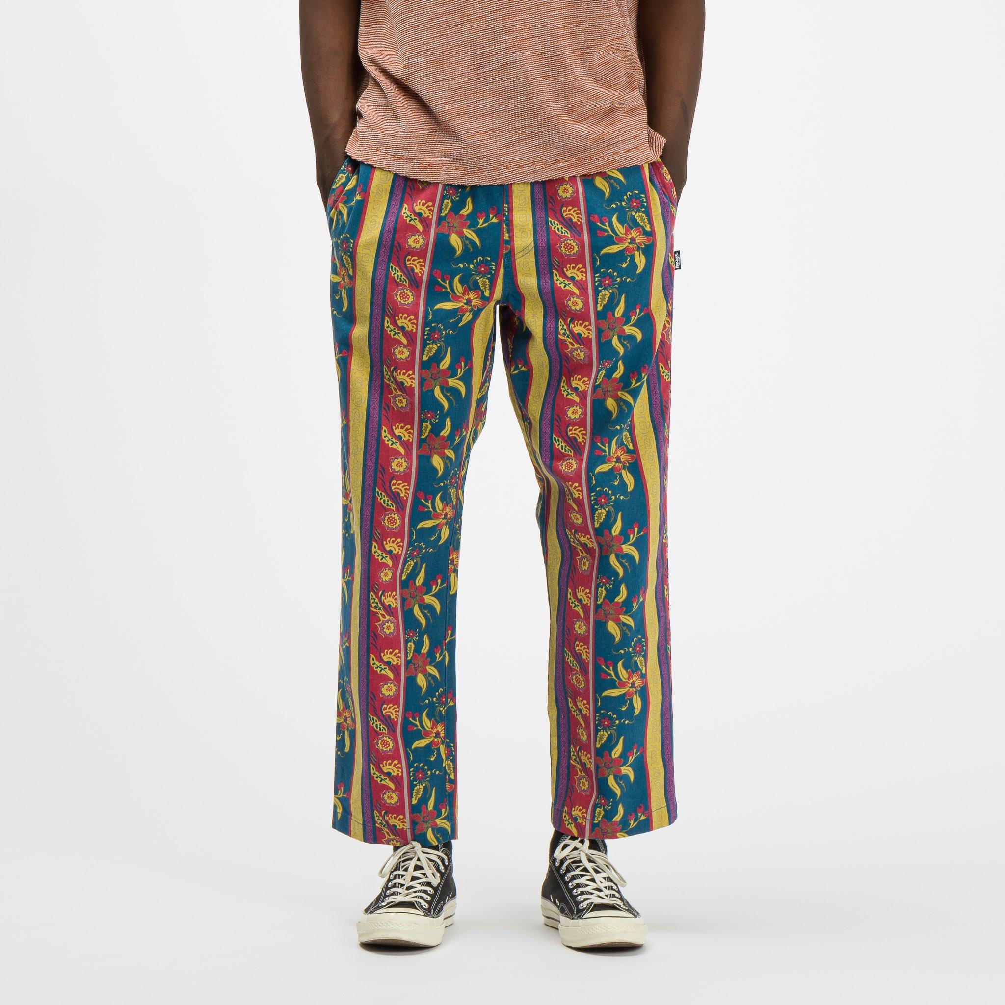 stussy fleur stripe beach pant