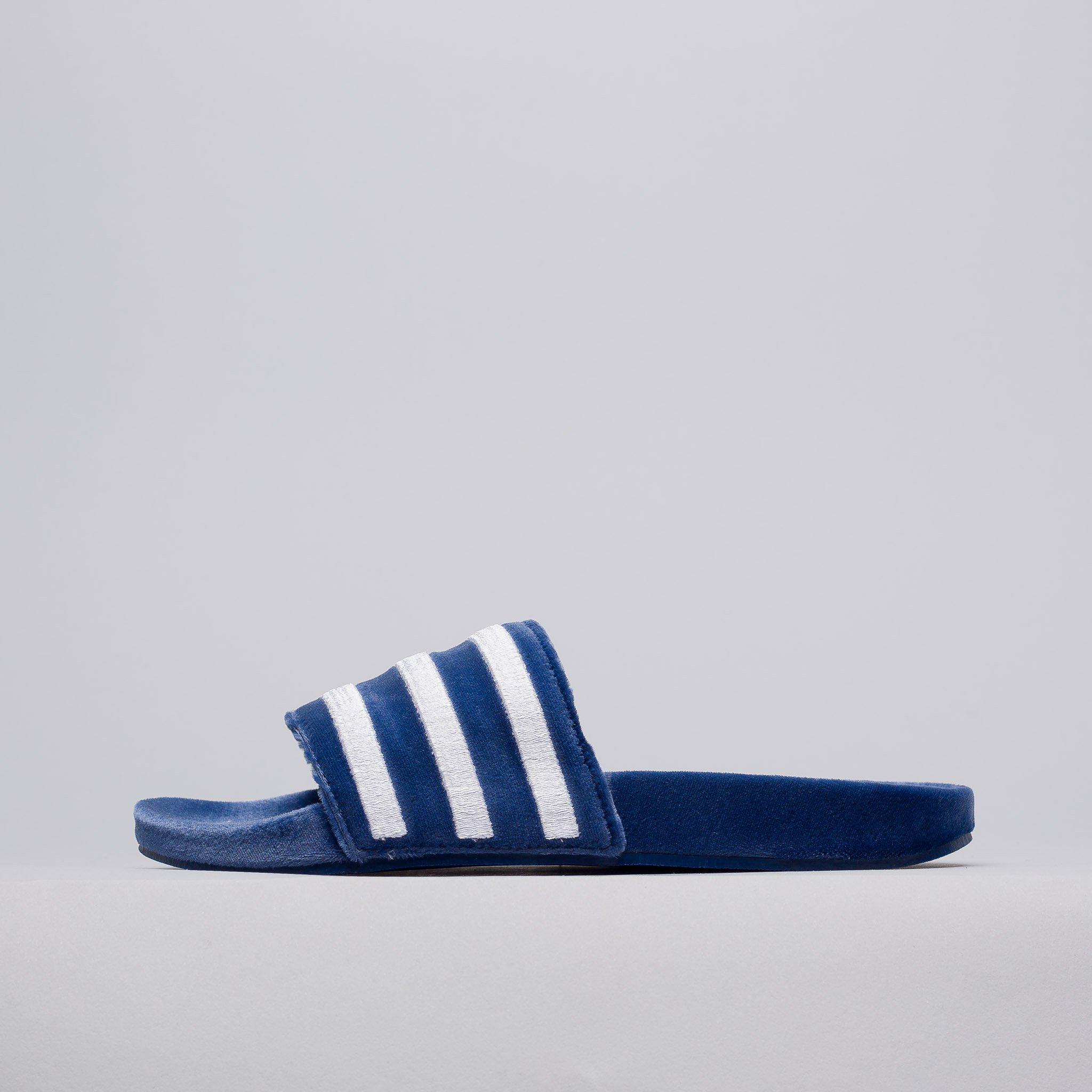 adidas Adilette Velvet Slide In Mystery Blue for Lyst